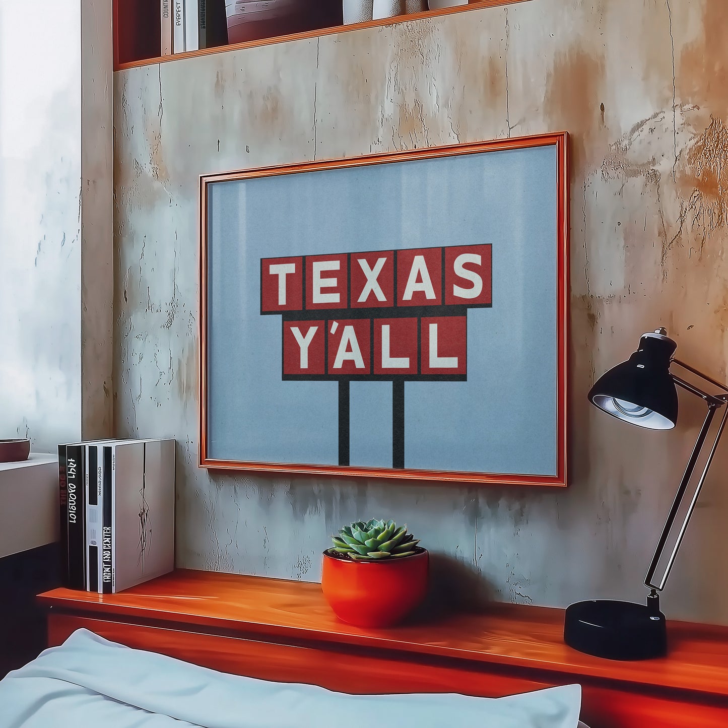 Texas Y'all Billboard Red & White Art Print