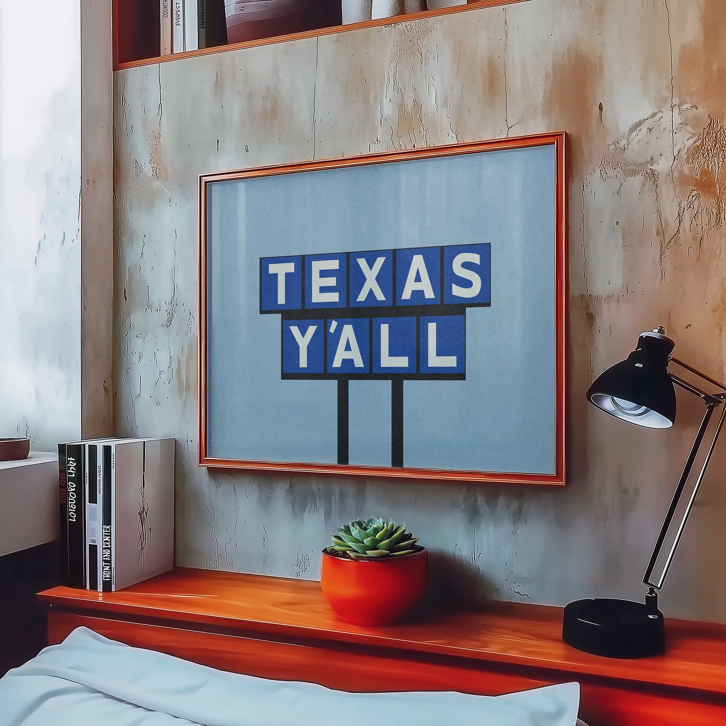 Texas Y'all Billboard Blue Art Print