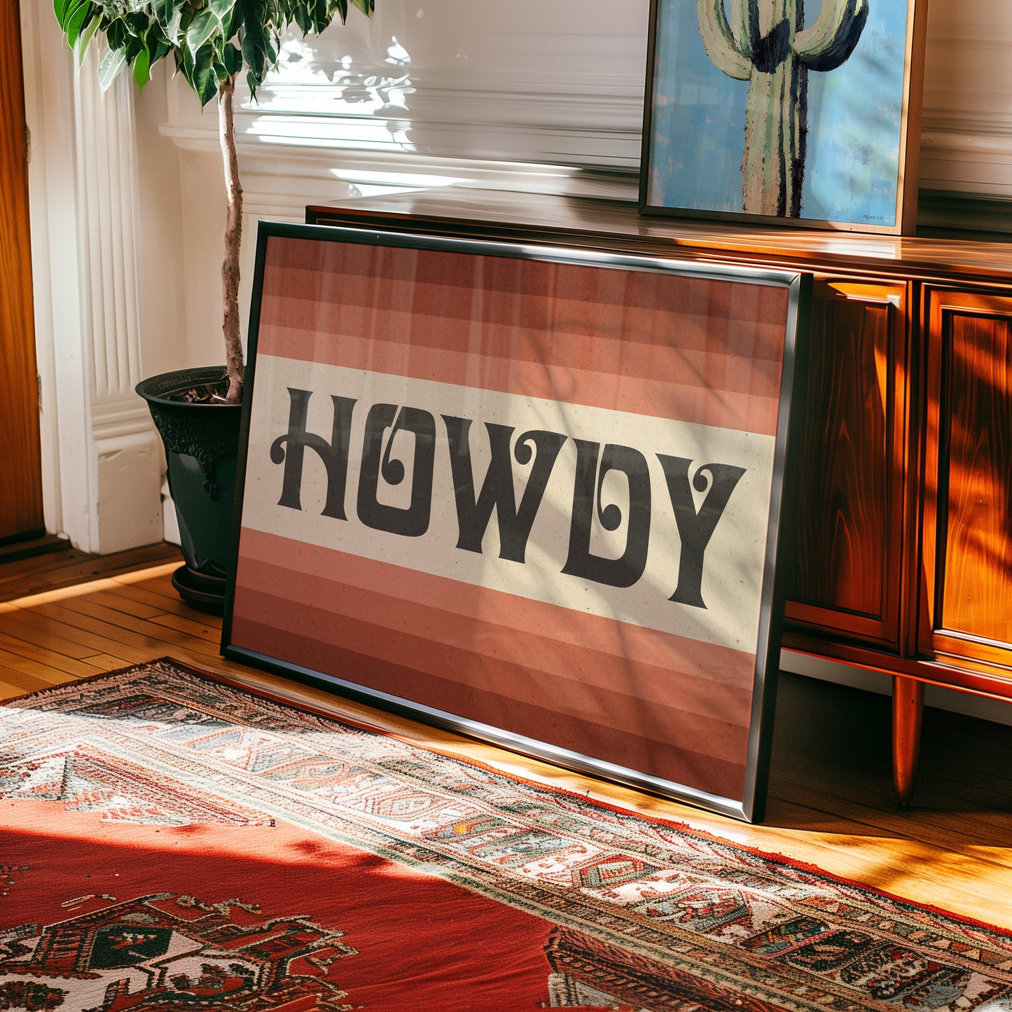 Howdy Art Print Poster Monochromatic Ombre Rust Print