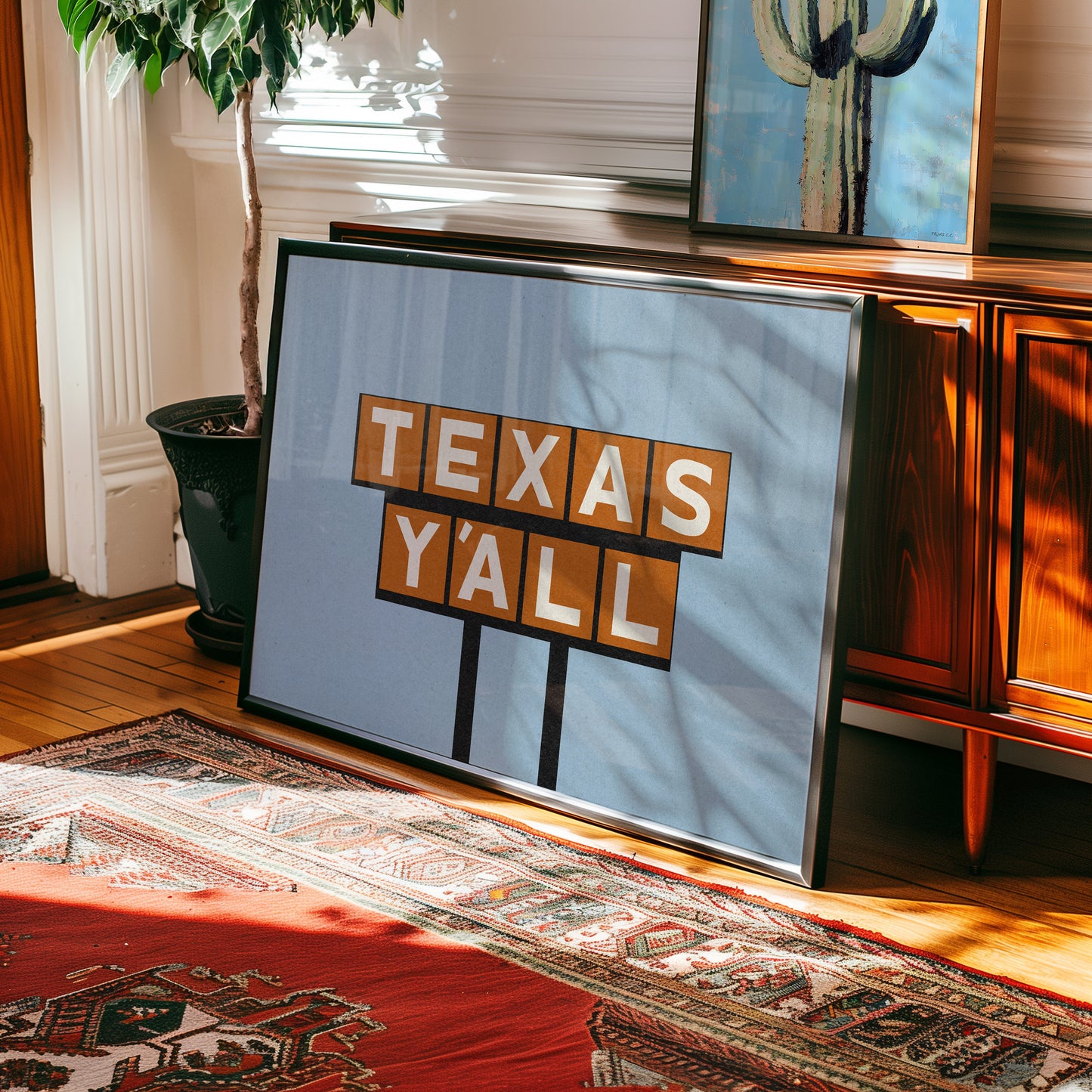 Texas Y'all Billboard Rusty Orange Art Print
