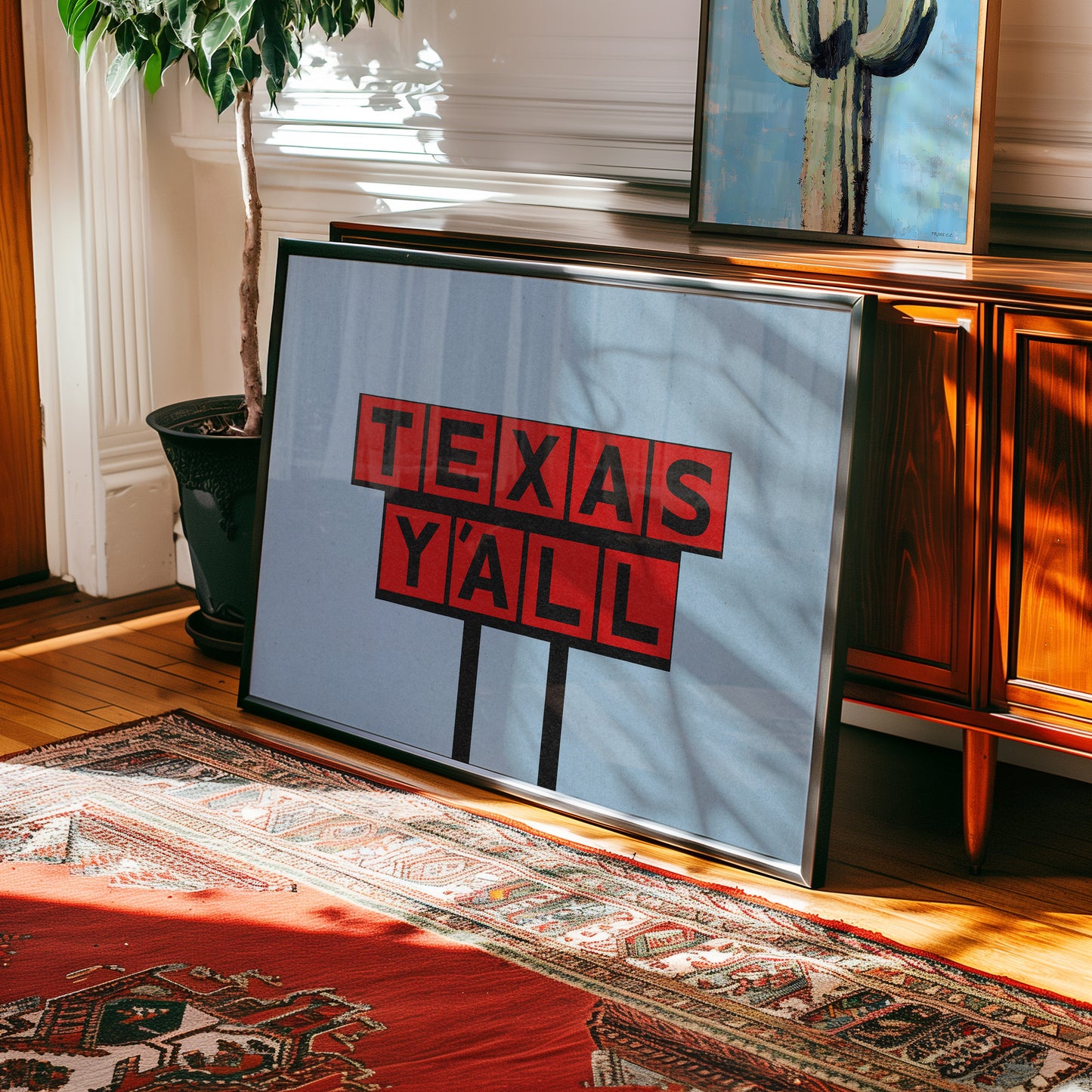 Texas Y'all Billboard Red & Black Art Print