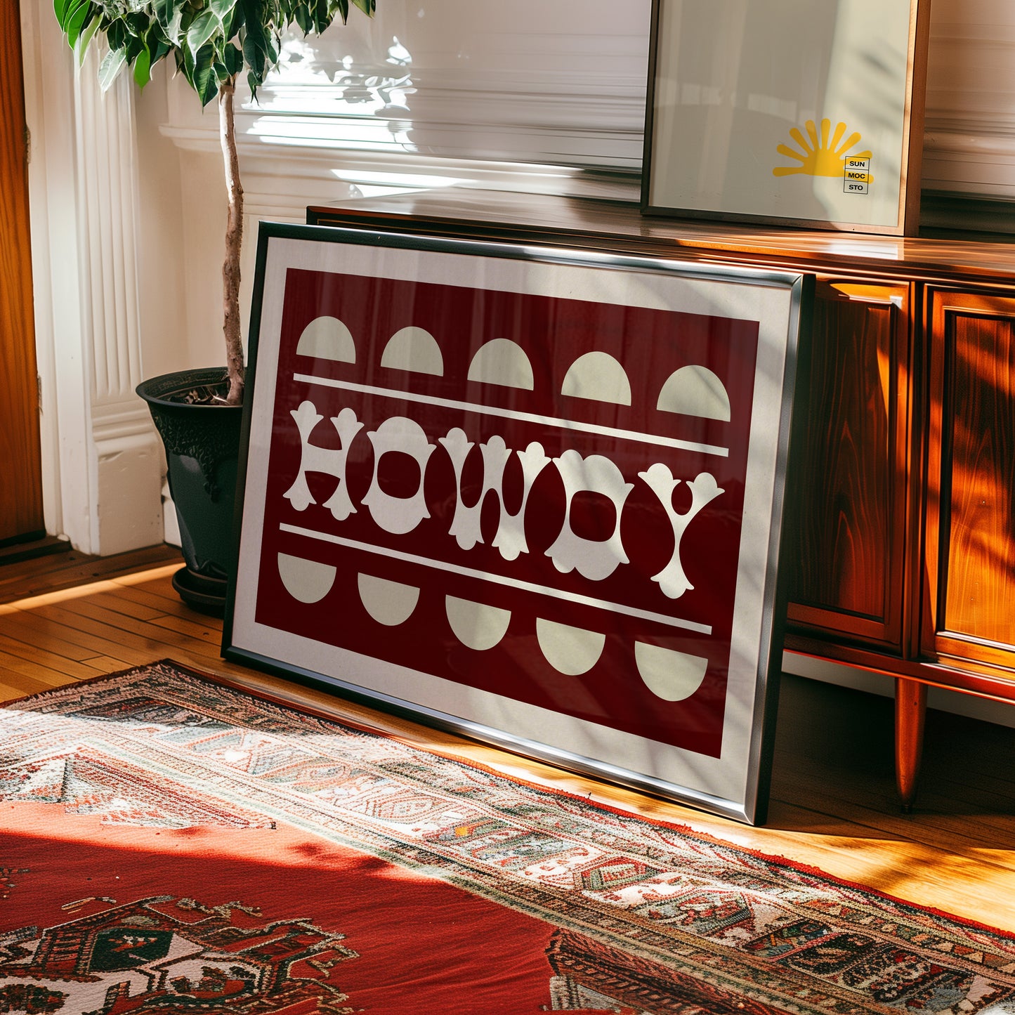 Howdy Maroon Typography Art Poster Print