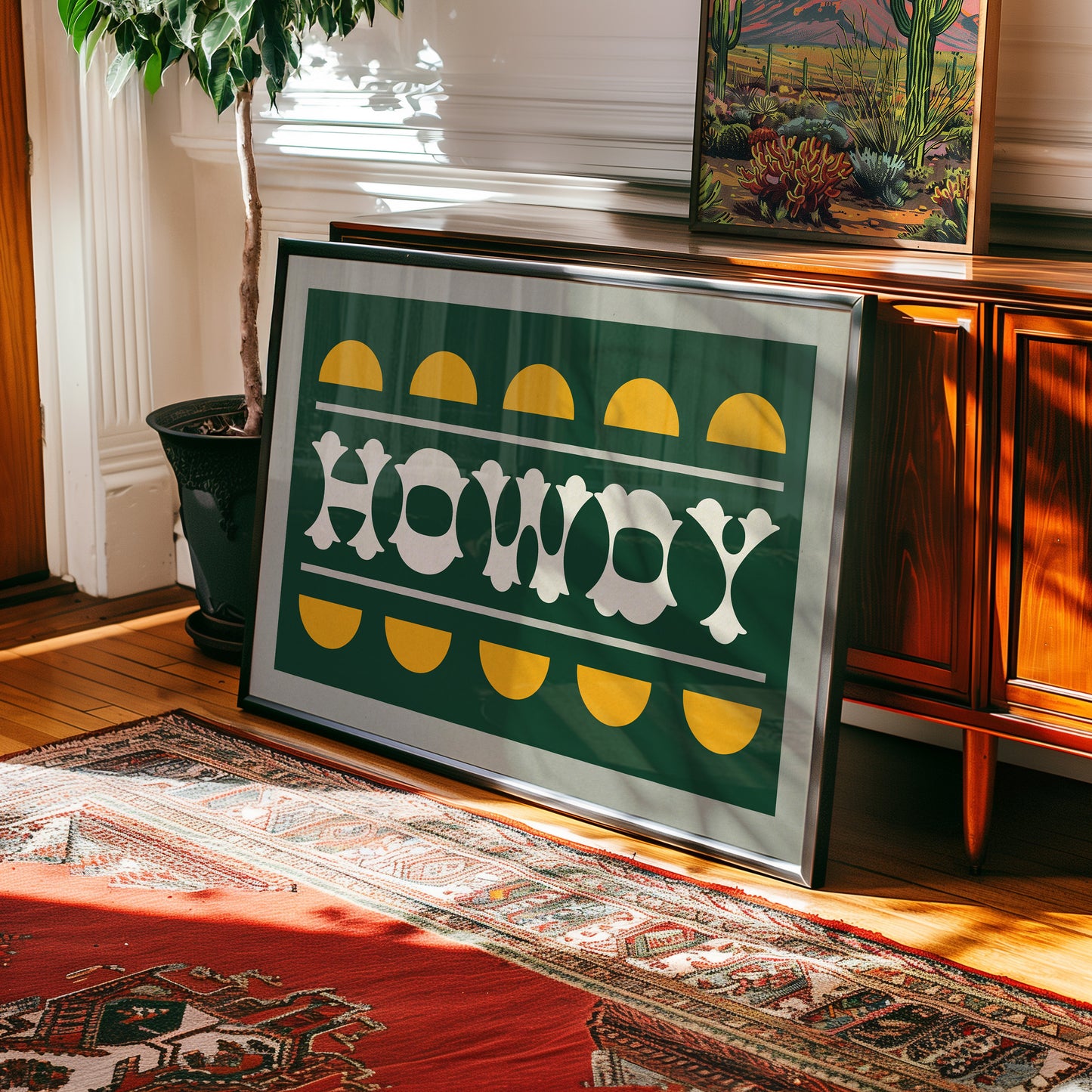 Green and Gold Howdy Home Decor Art Print