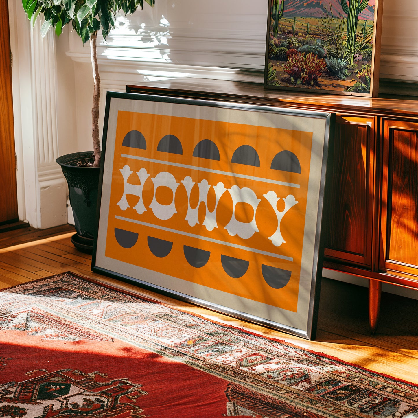 Orange and Smoky Gray Howdy Home Decor Art Print