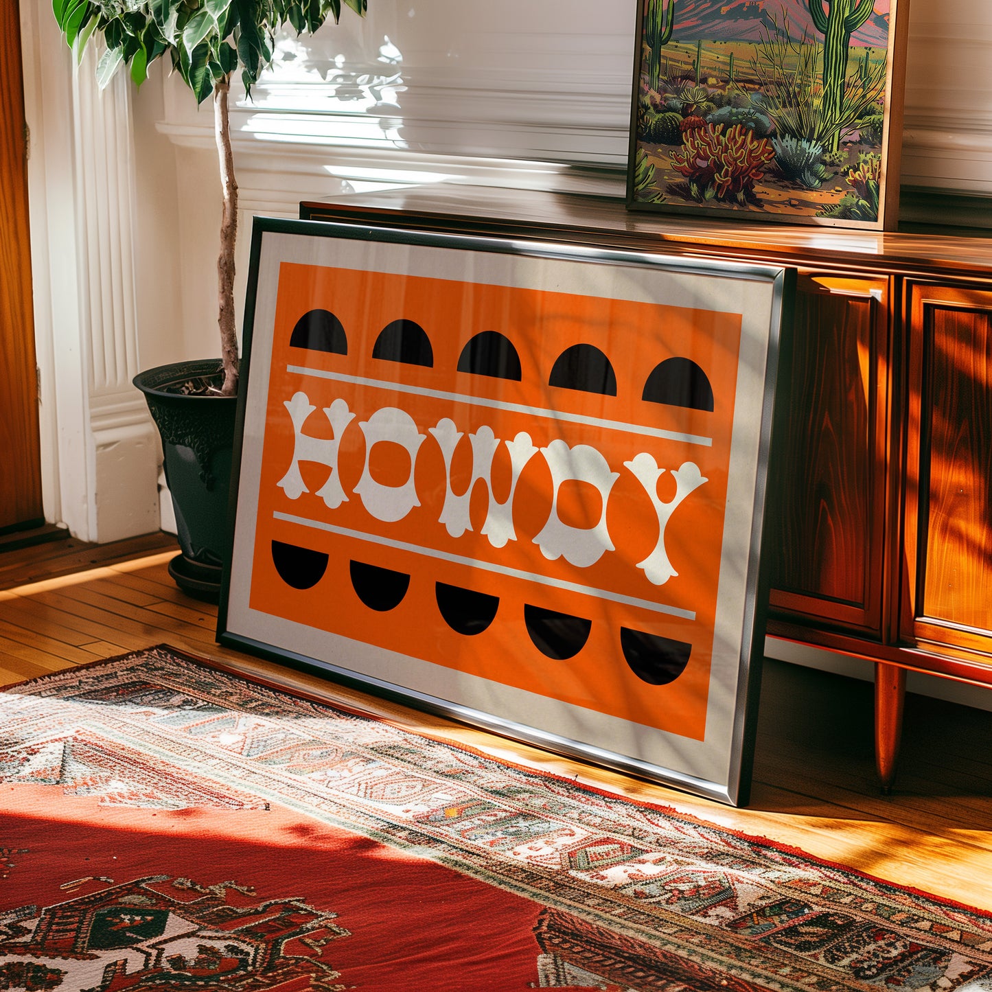 Orange and Black Howdy Home Decor Art Print