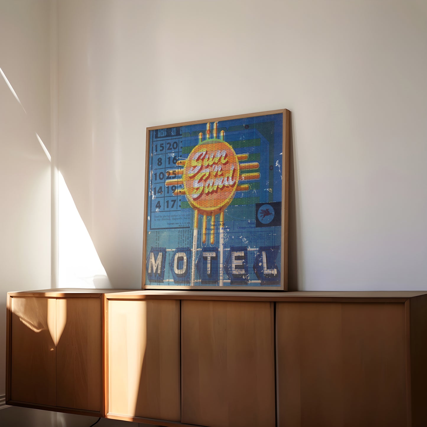 Sun 'n Sand Motel Mixed Media Collage Art Print