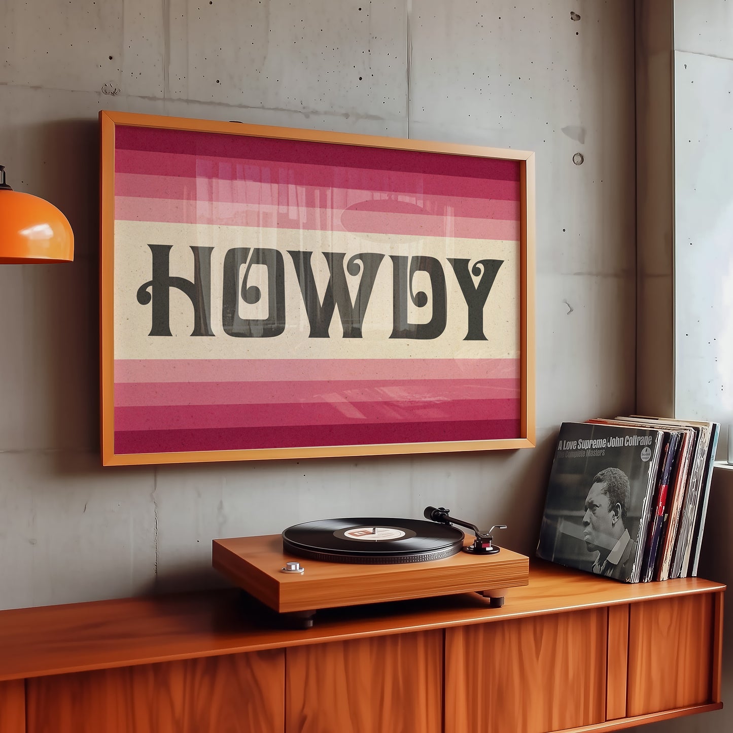 Howdy Art Print Poster Monochromatic Ombre Pink Print