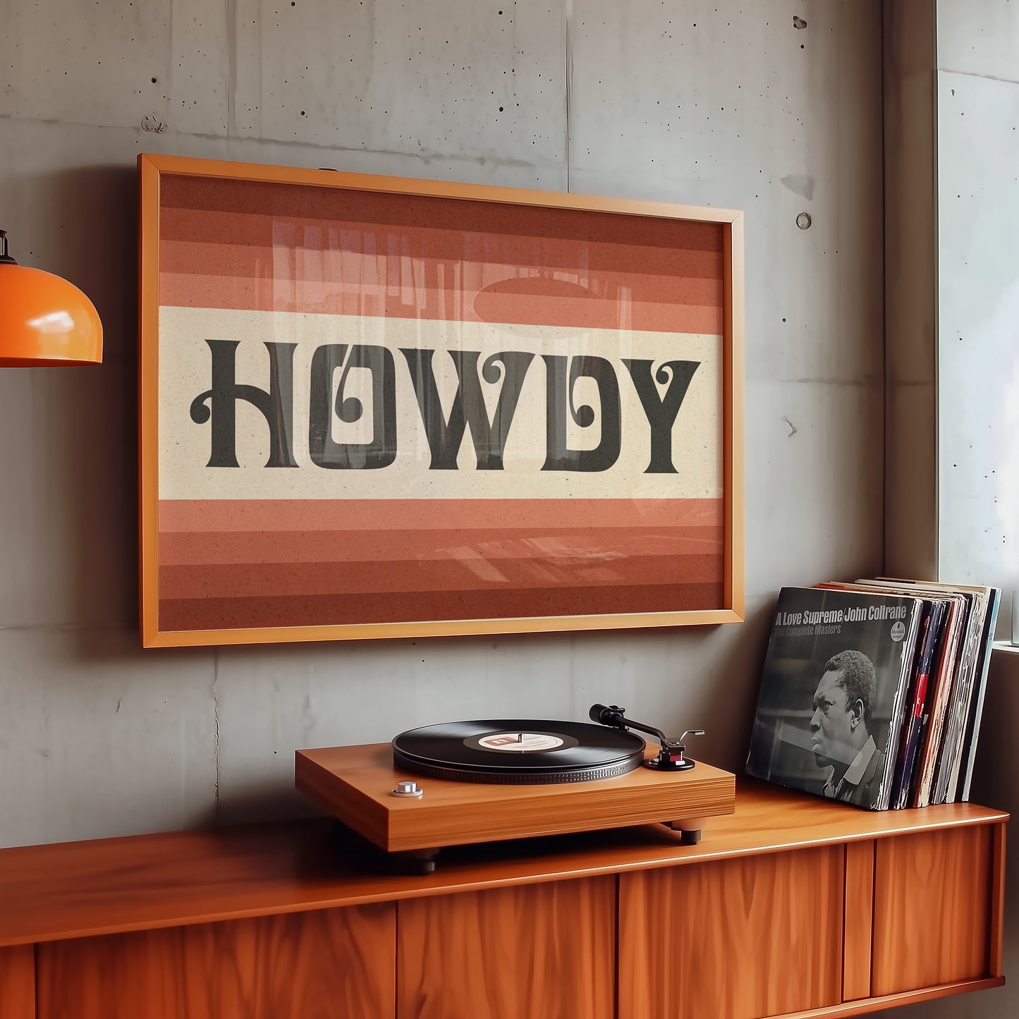 Howdy Art Print Poster Monochromatic Ombre Rust Print