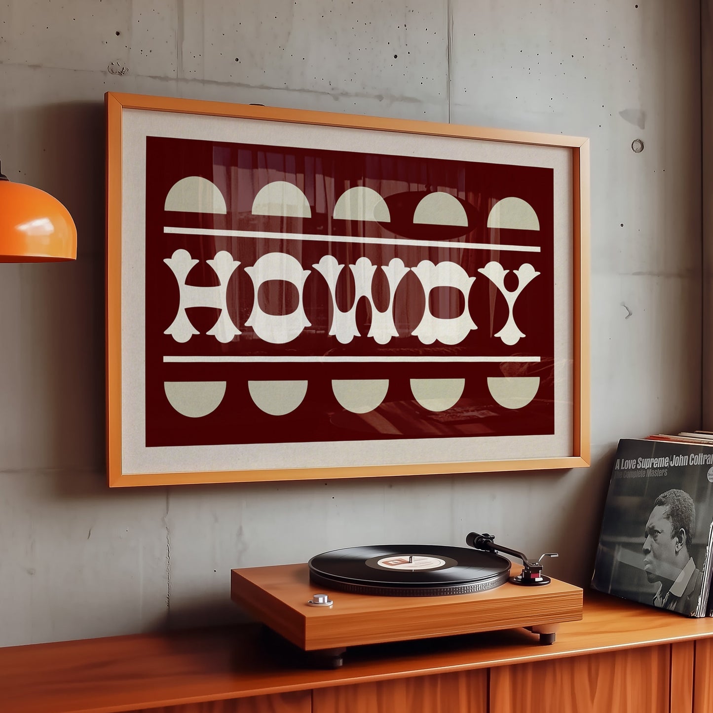 Howdy Maroon Typography Art Poster Print
