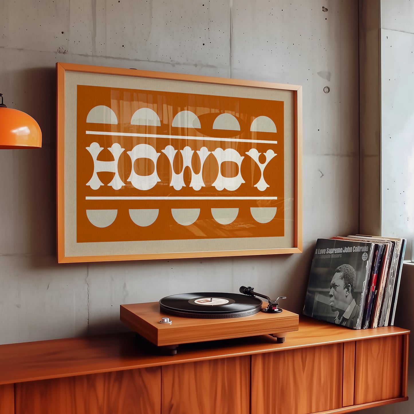 Orange and White Howdy Home Decor Art Print