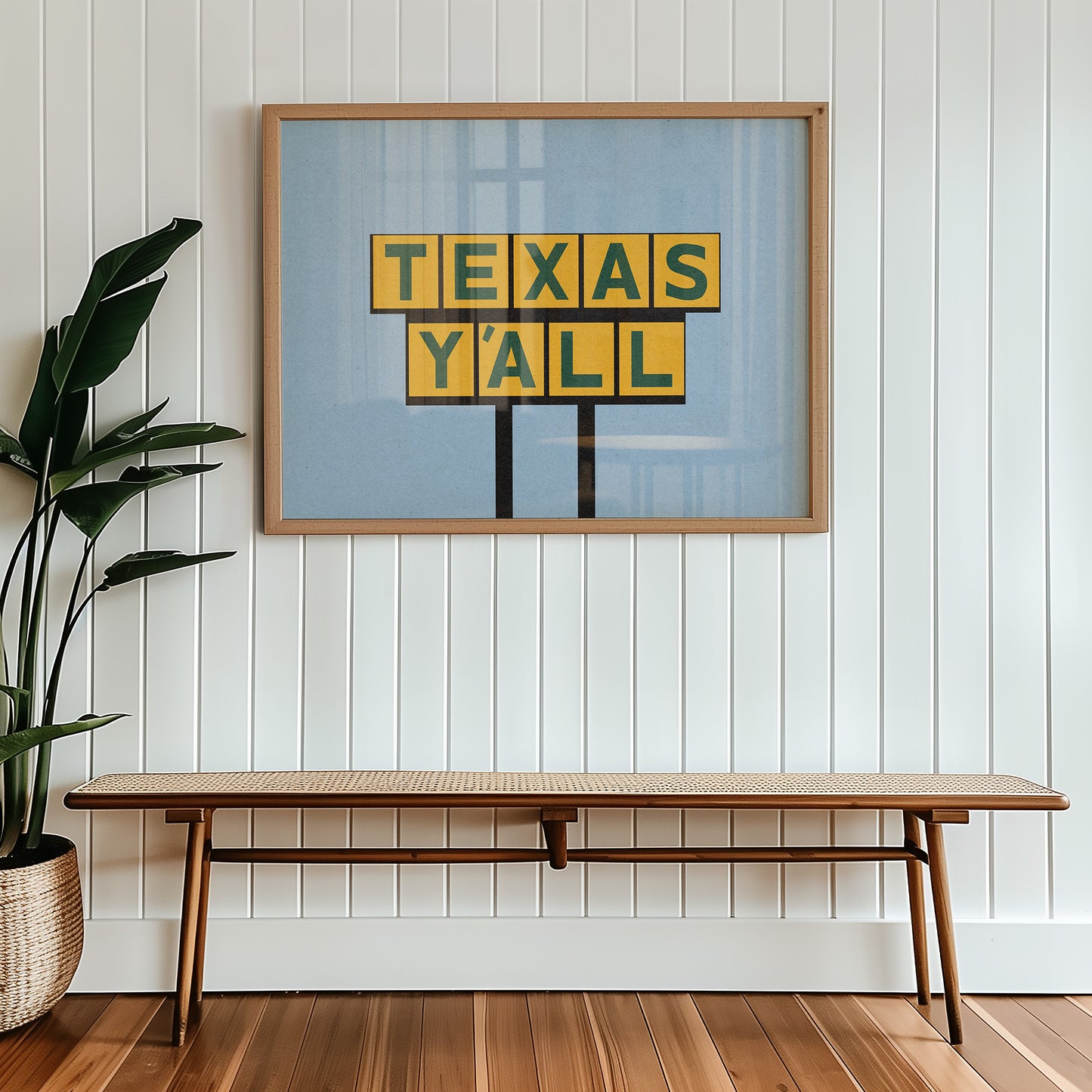 Texas Y'all Billboard Green & Gold Art Print