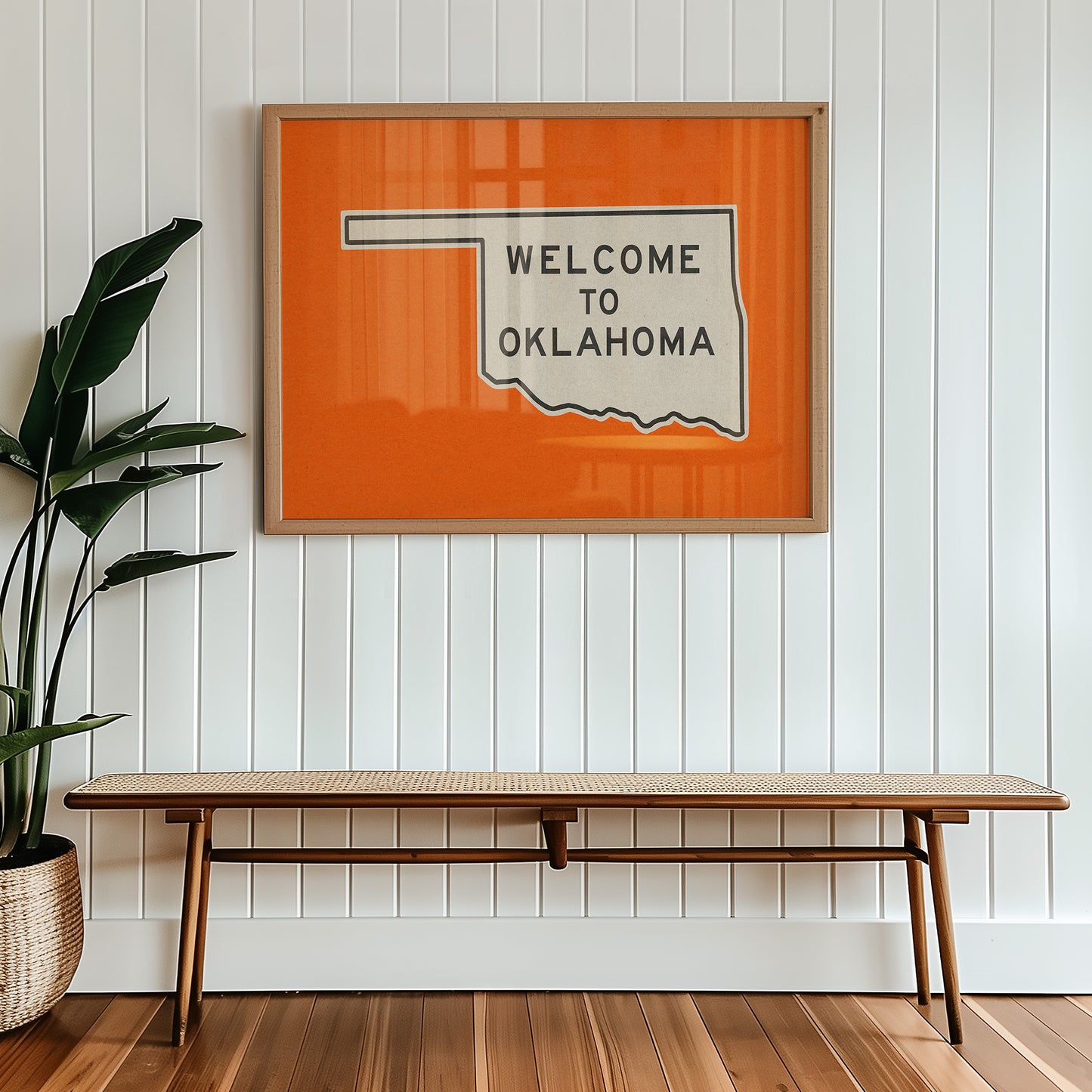 Welcome To Oklahoma Vintage Orange Road Sign Art Print