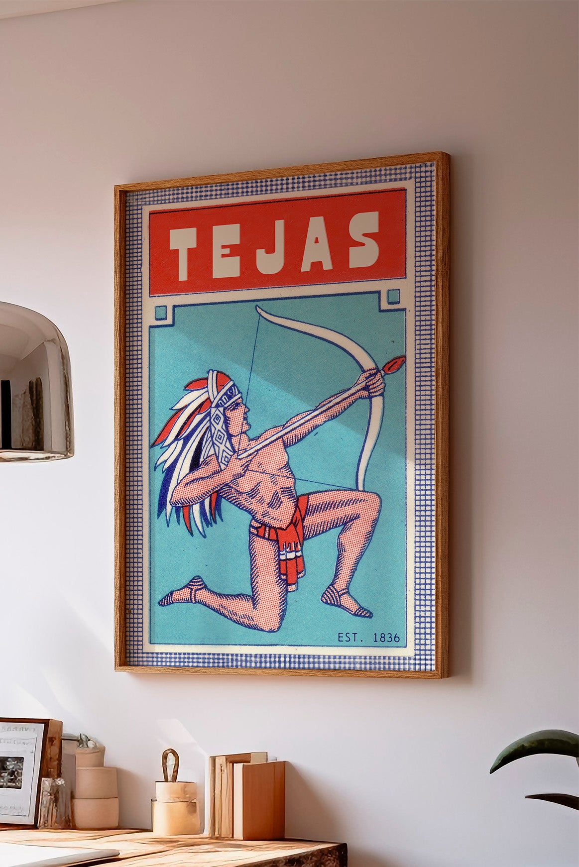 Tejas Bow and Arrow Native Vintage Art Print
