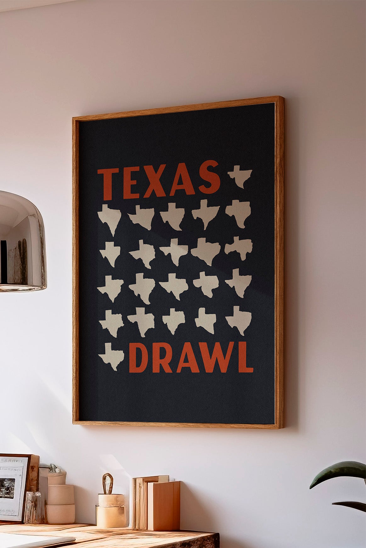 Texas Drawl - Collection of Student Drawn Texas Silhouettes Art Print (Navy)