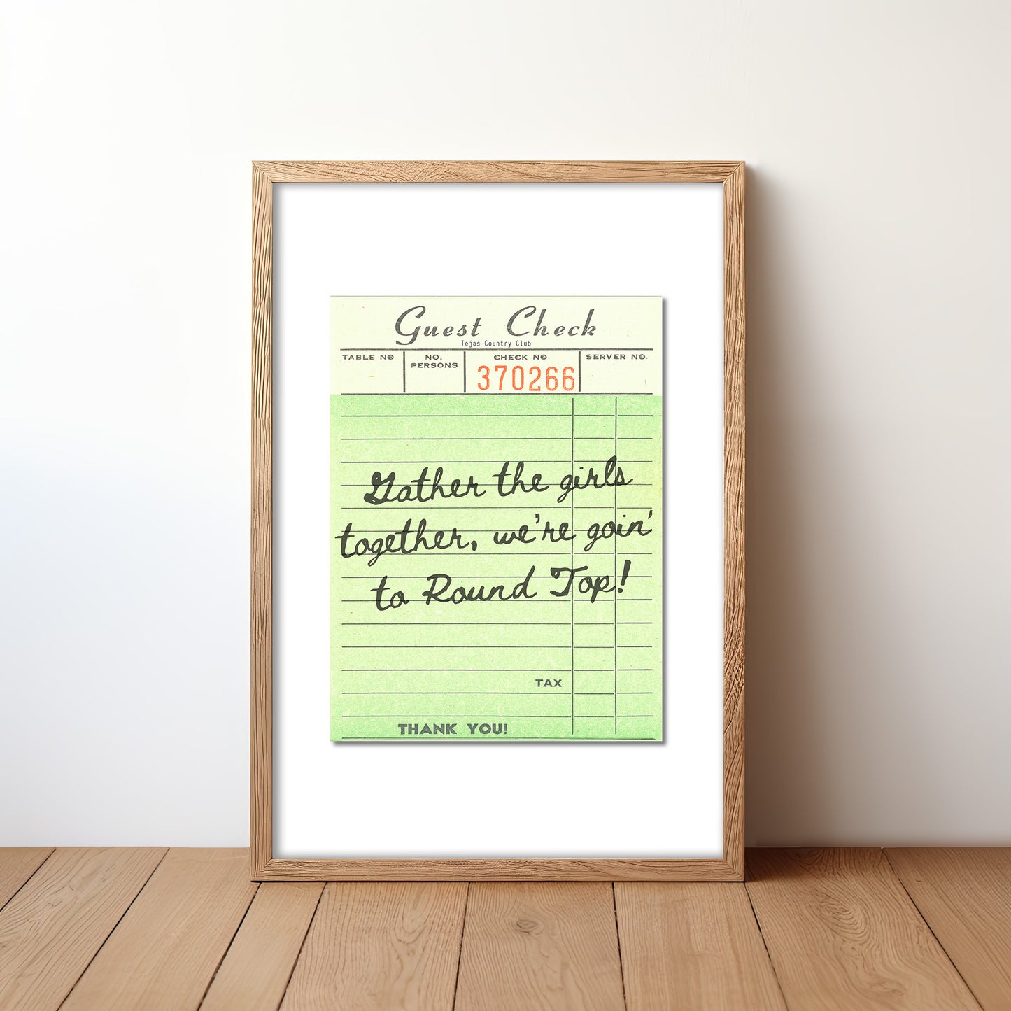 Girls Goin' To Round Top Guest Check Art Print