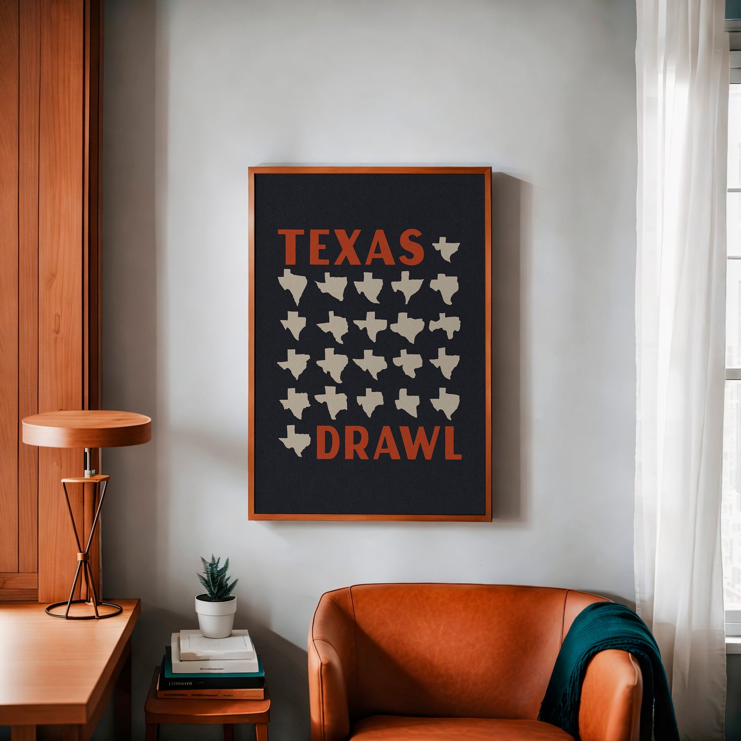 Texas Drawl - Collection of Student Drawn Texas Silhouettes Art Print (Navy)