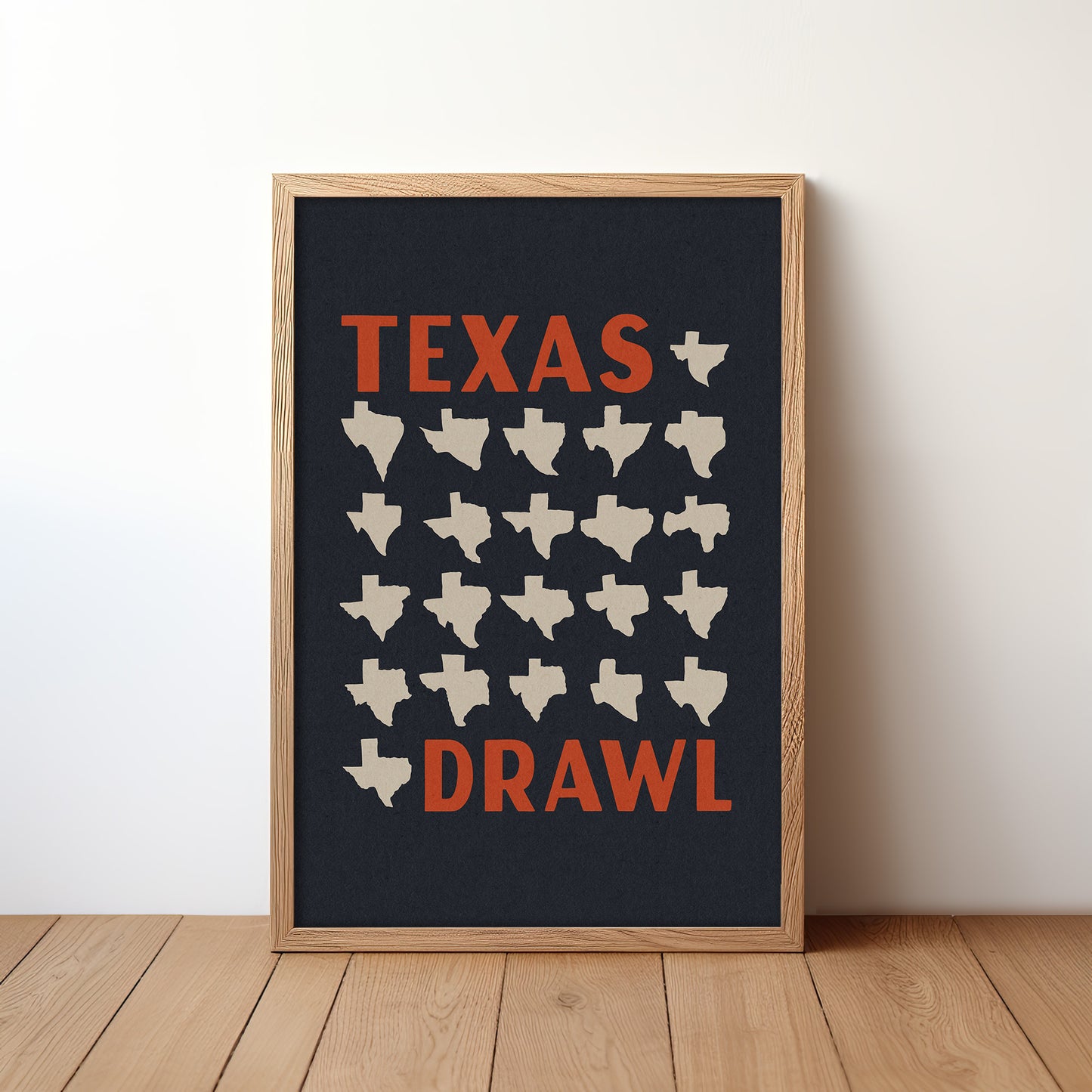 Texas Drawl - Collection of Student Drawn Texas Silhouettes Art Print (Navy)