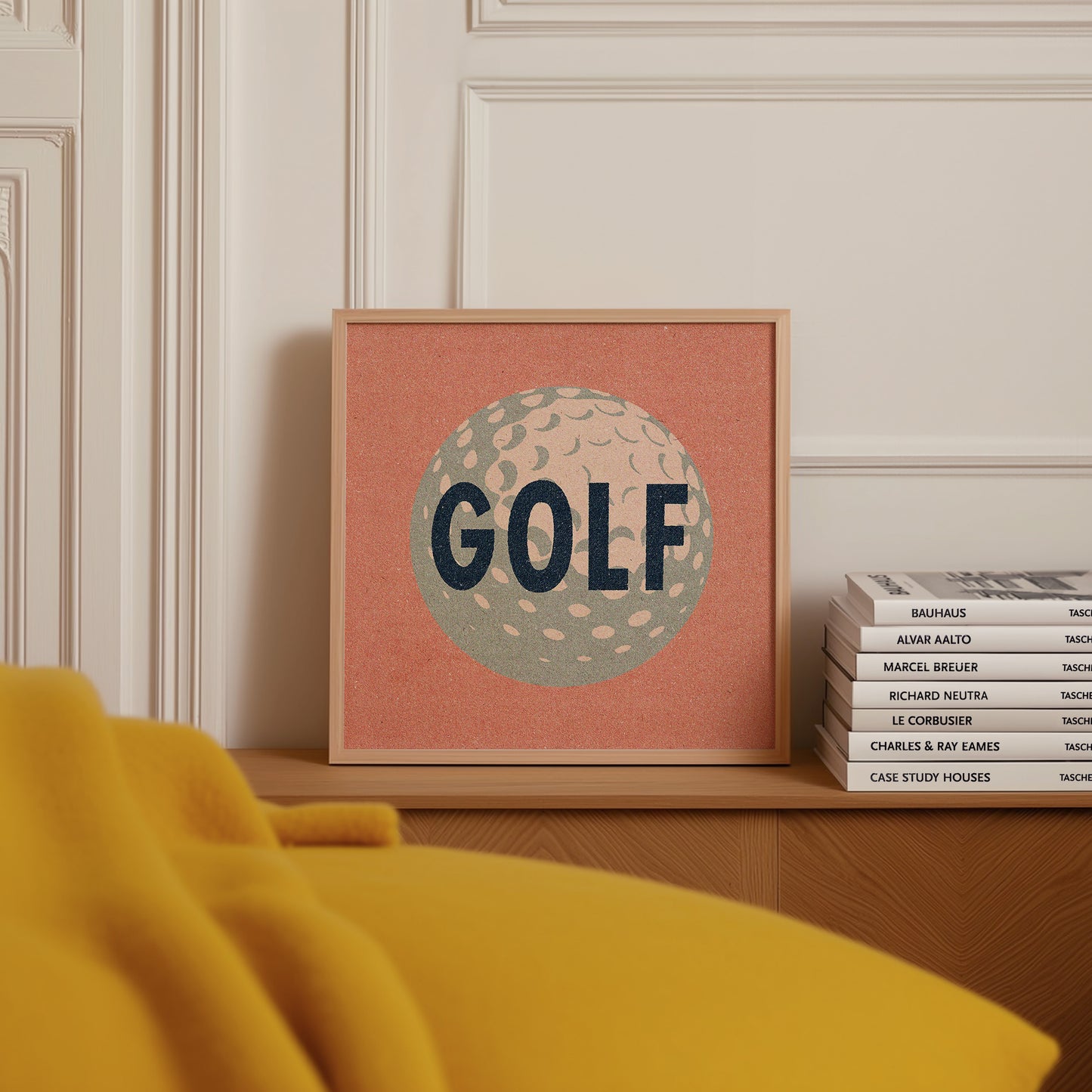 Retro Golf Ball Art Print Salmon Pink