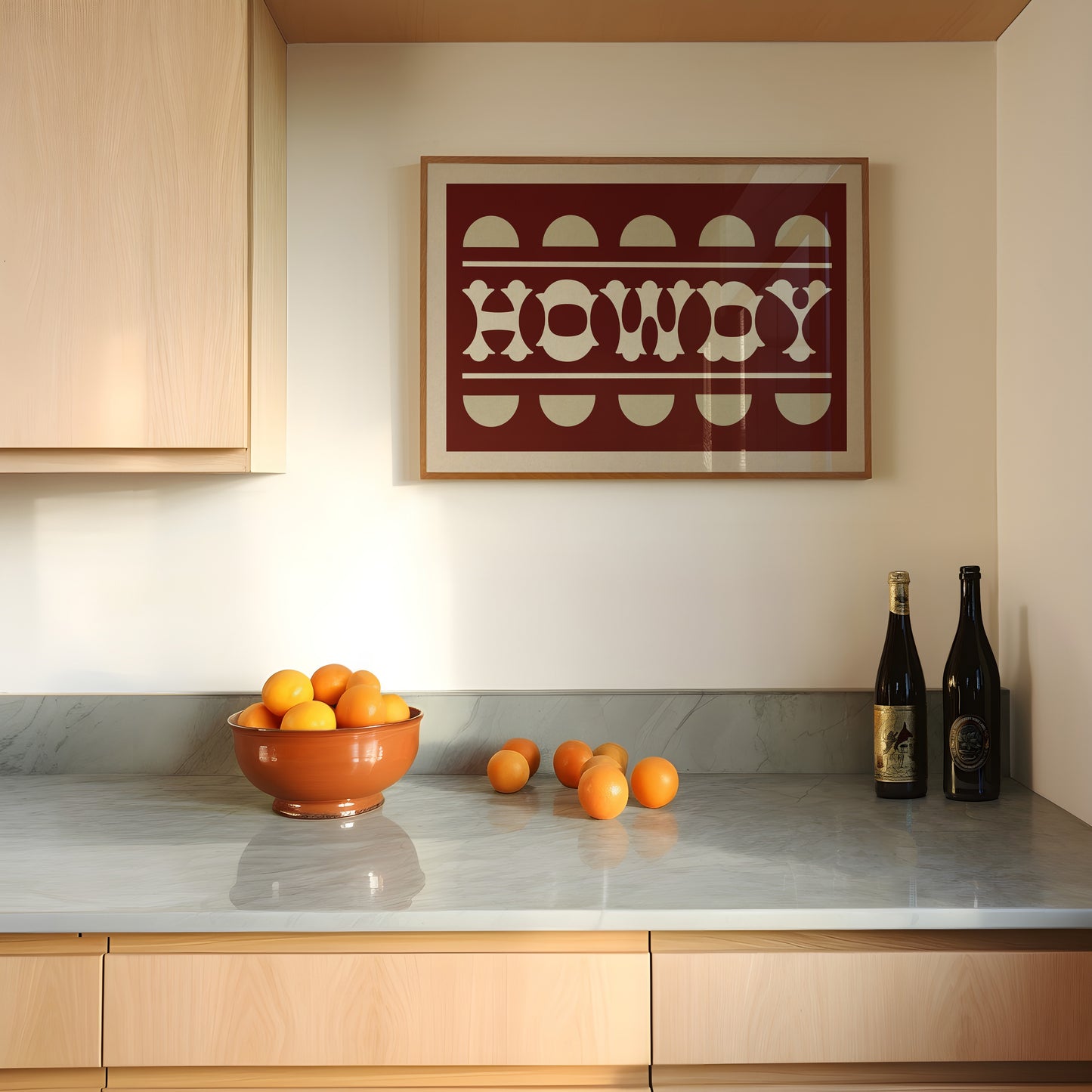Howdy Maroon Typography Art Poster Print