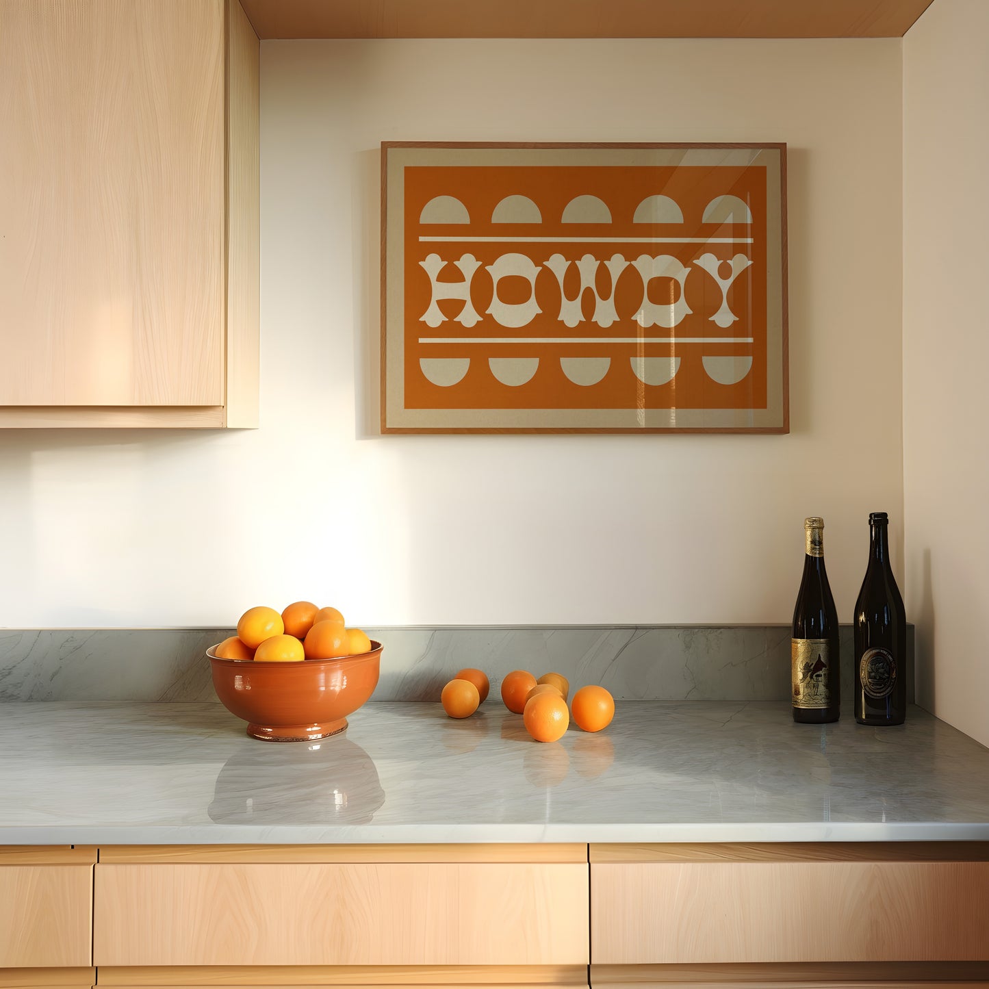 Orange and White Howdy Home Decor Art Print