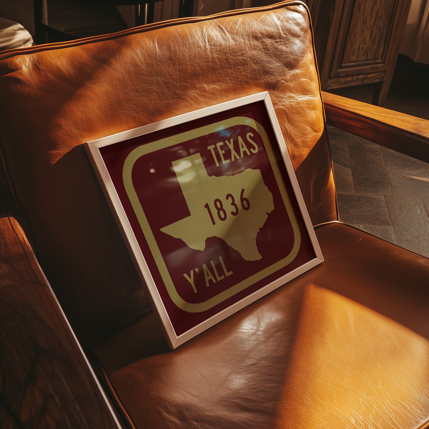 Texas Y'all Road Sign Art Print - Maroon & Gold