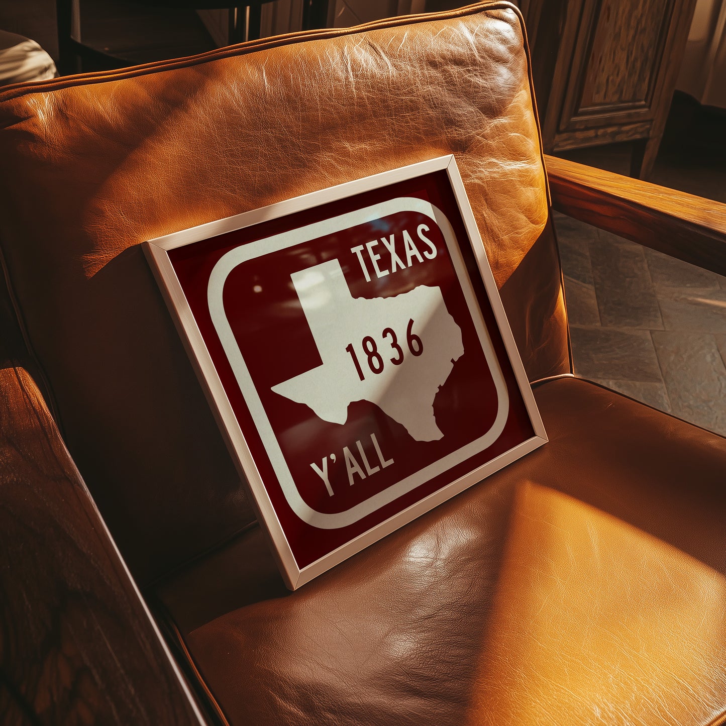 Texas Y'all Road Sign Art Print - Maroon