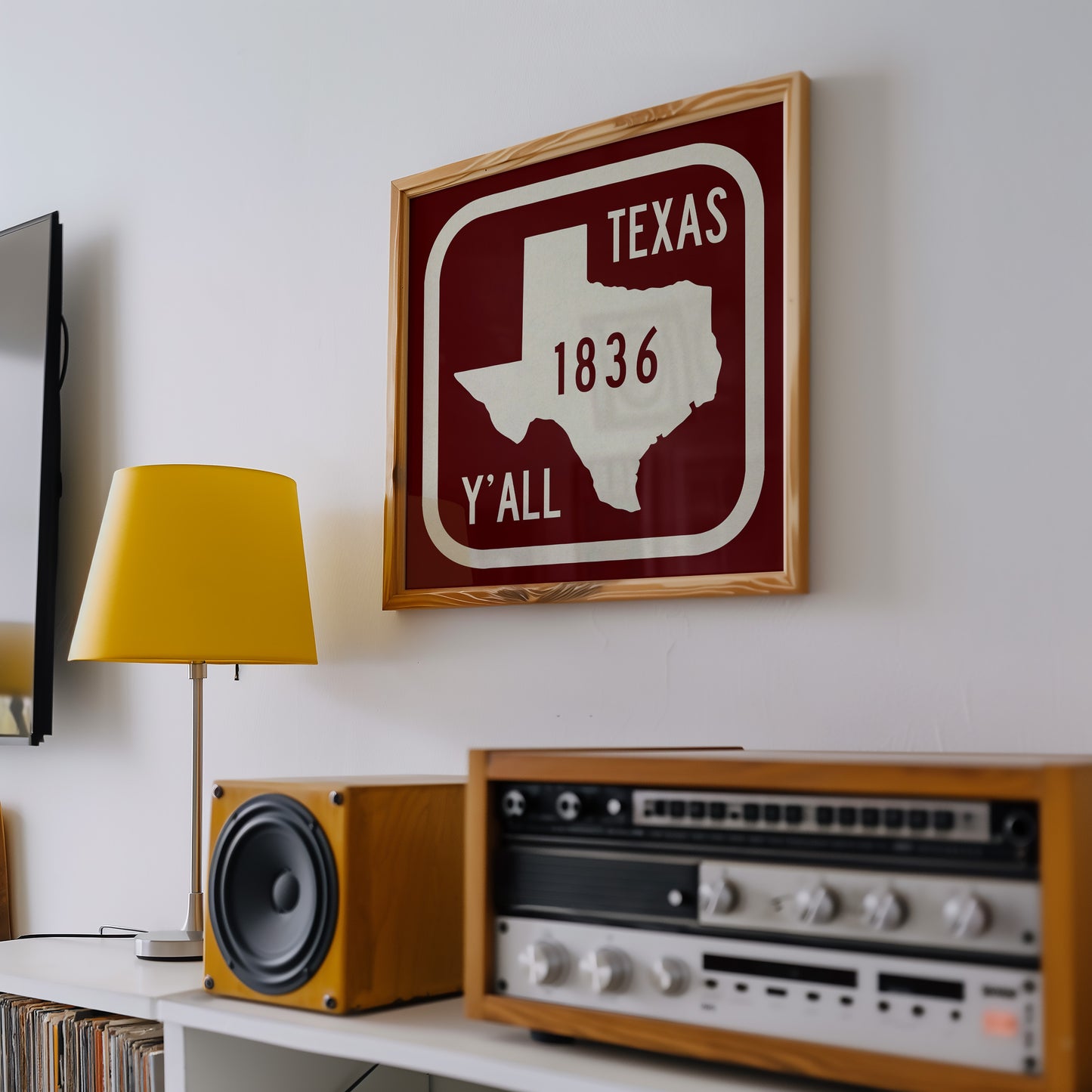 Texas Y'all Road Sign Art Print - Maroon