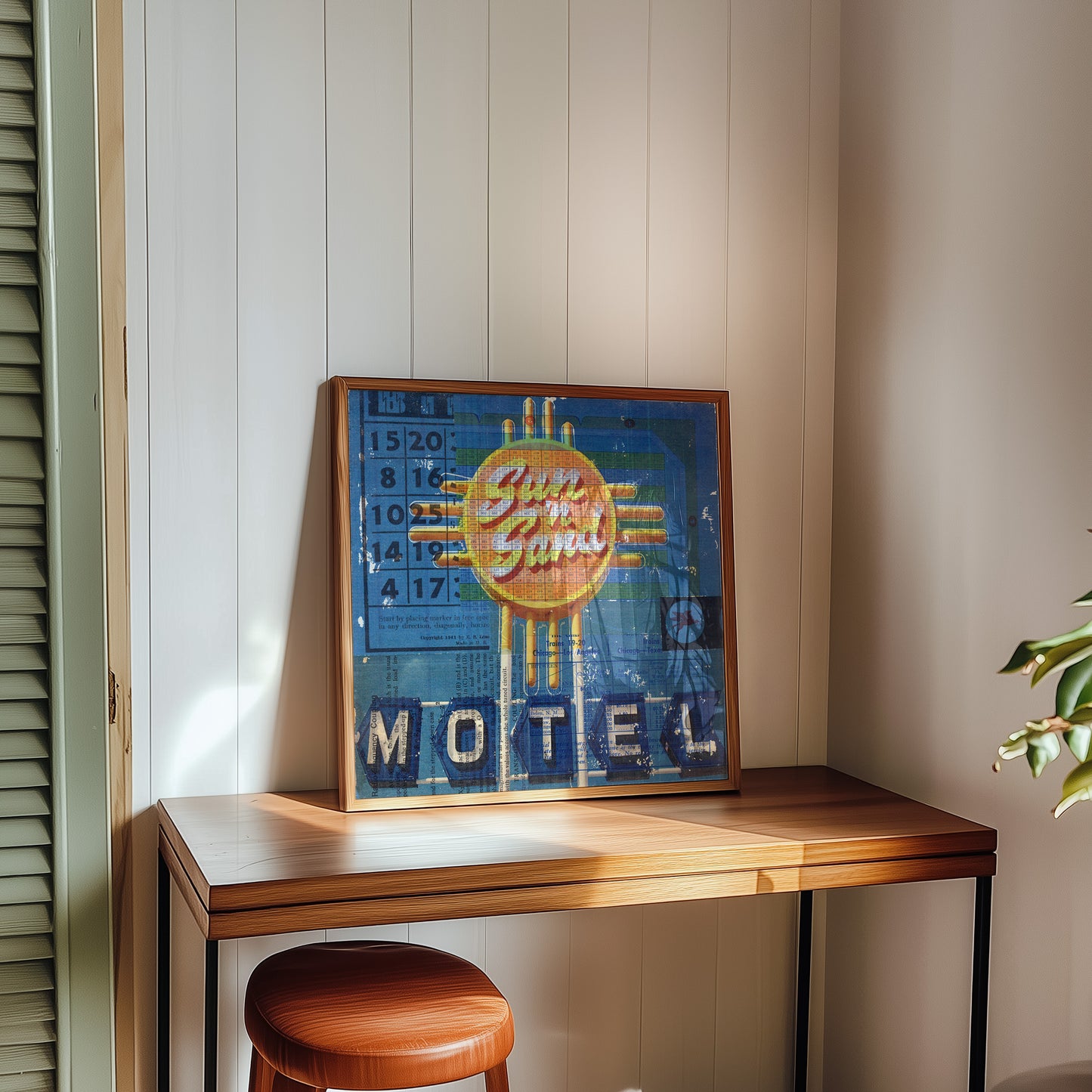 Sun 'n Sand Motel Mixed Media Collage Art Print