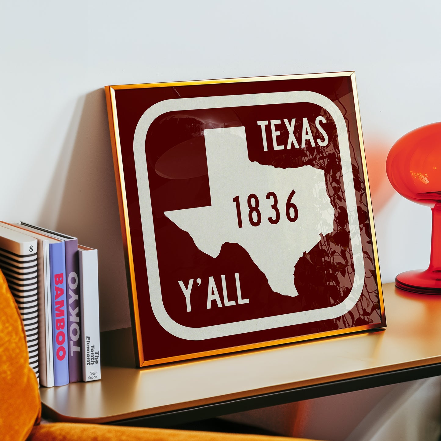 Texas Y'all Road Sign Art Print - Maroon