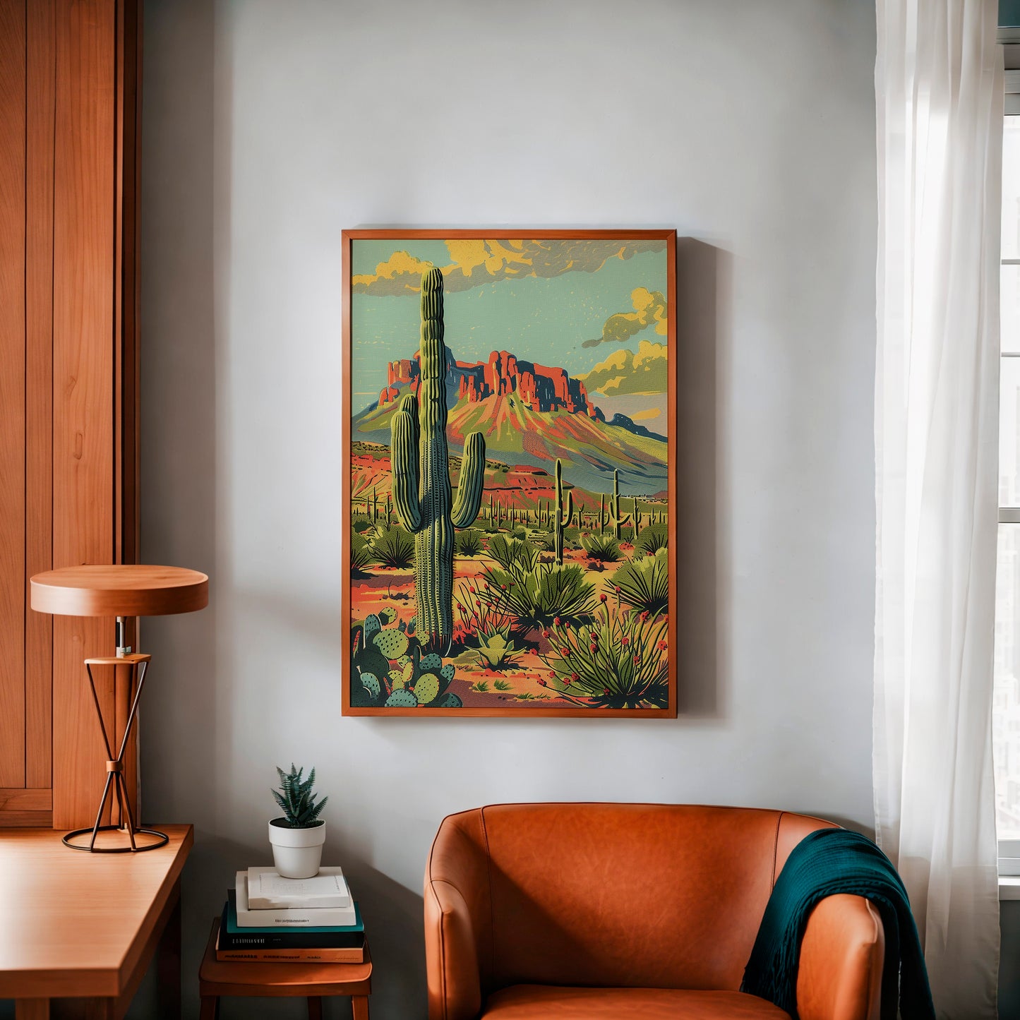 Vintage Postcard Style Desert Landscape Scene Art Print