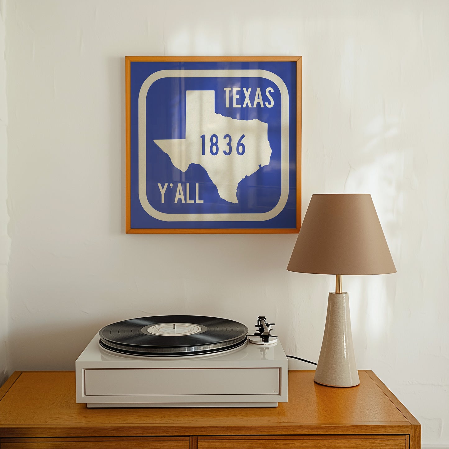 Texas Y'all Road Sign Art Print - Royal Blue