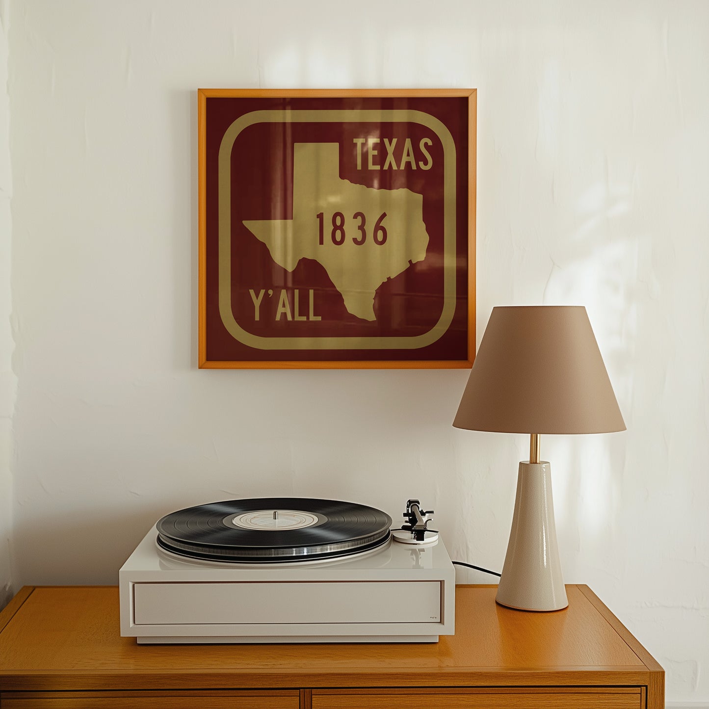 Texas Y'all Road Sign Art Print - Maroon & Gold