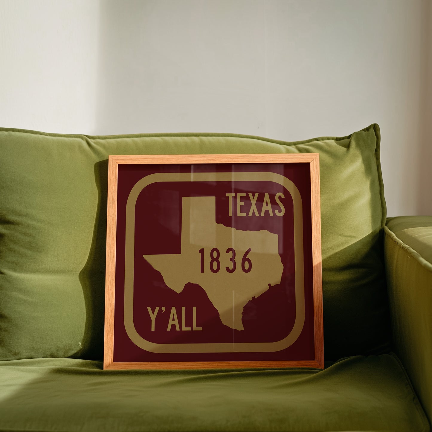 Texas Y'all Road Sign Art Print - Maroon & Gold