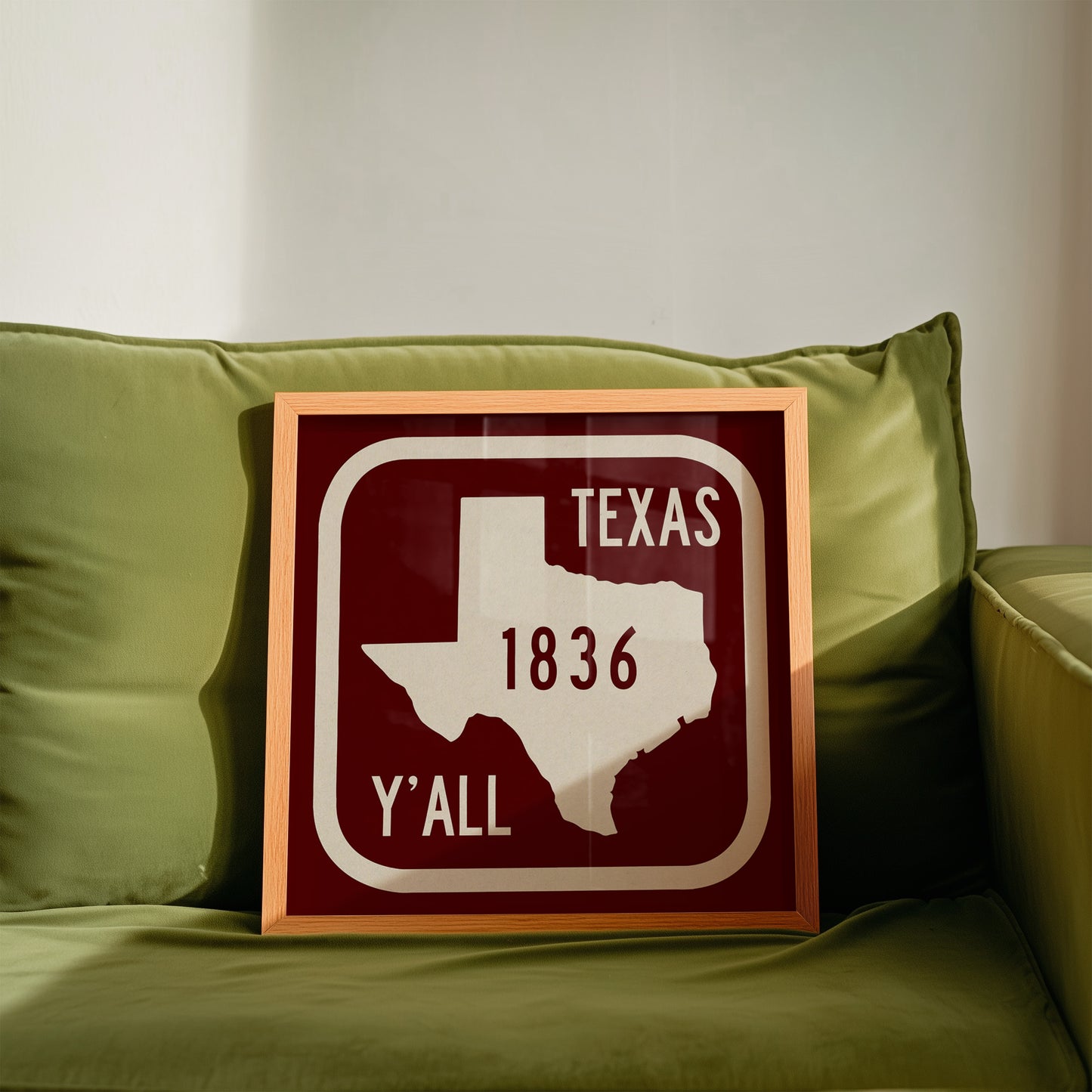 Texas Y'all Road Sign Art Print - Maroon