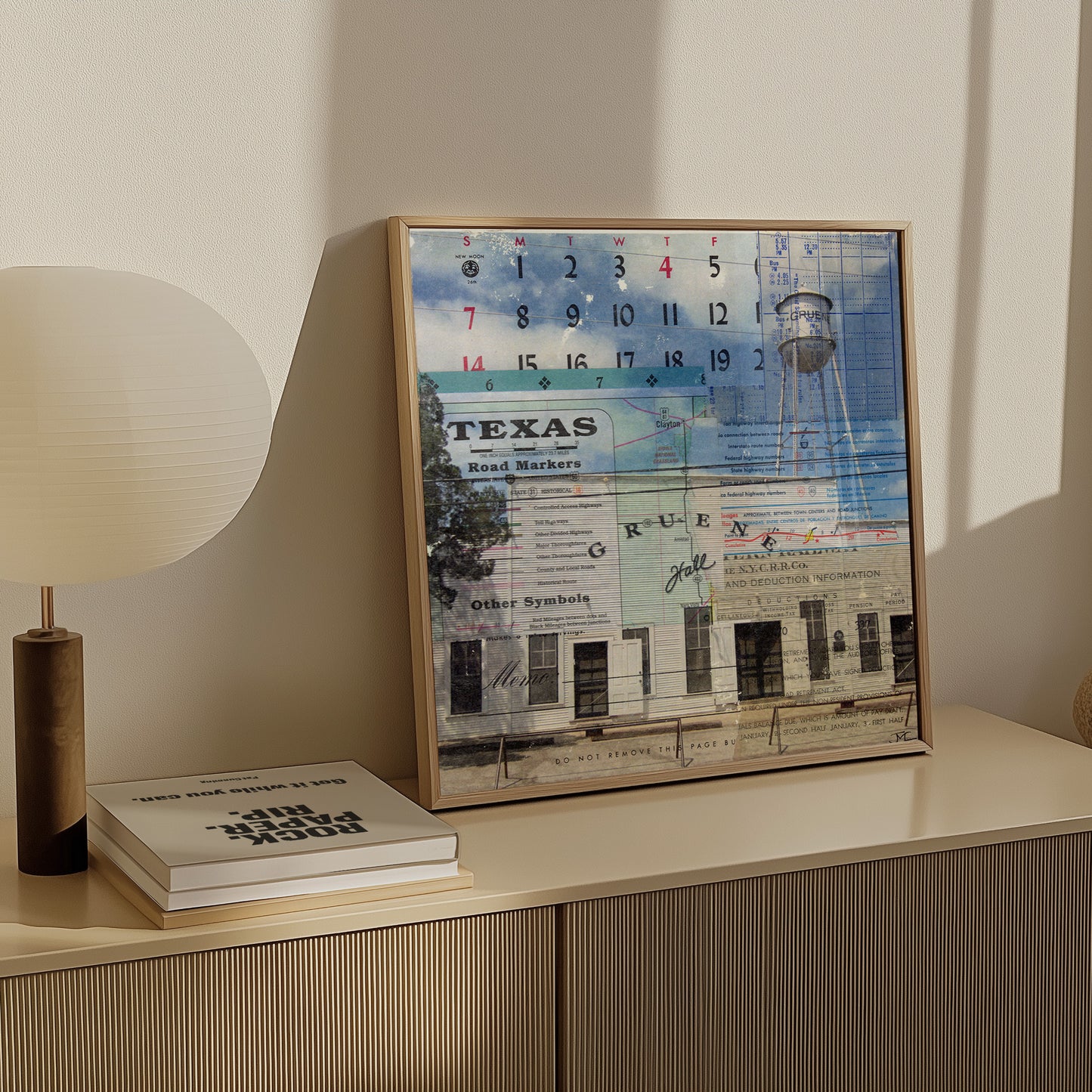 Gruene Hall Mixed Media Collage Art Print