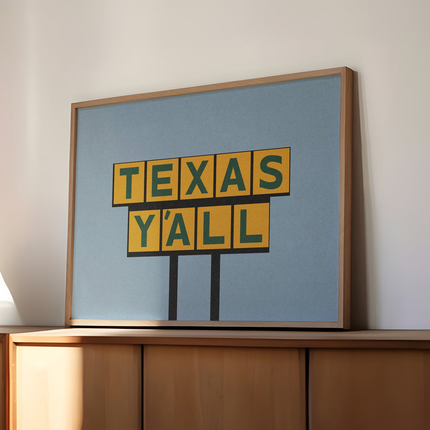 Texas Y'all Billboard Green & Gold Art Print