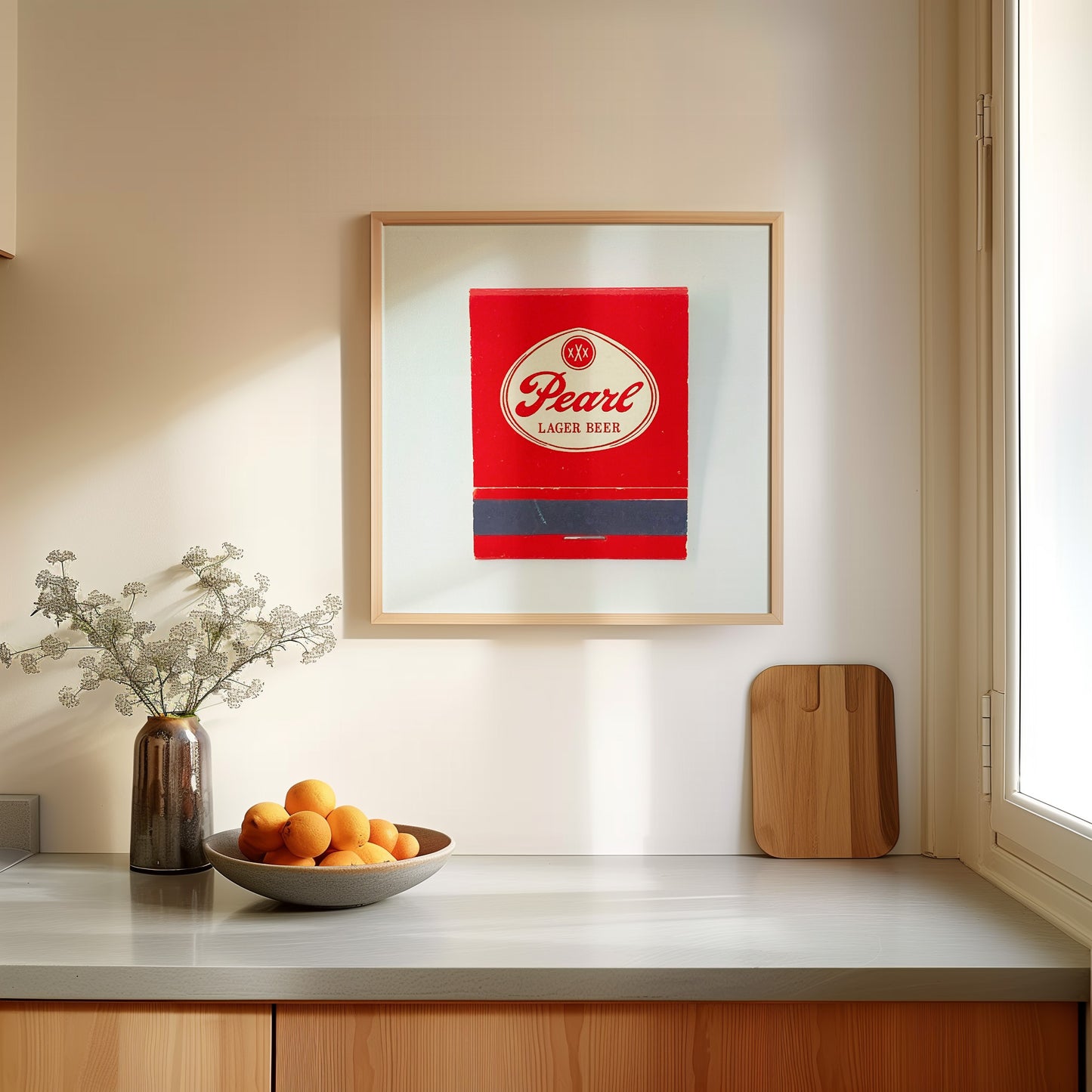 Pearl Beer Red Oval Logo Matchbook Photography Print