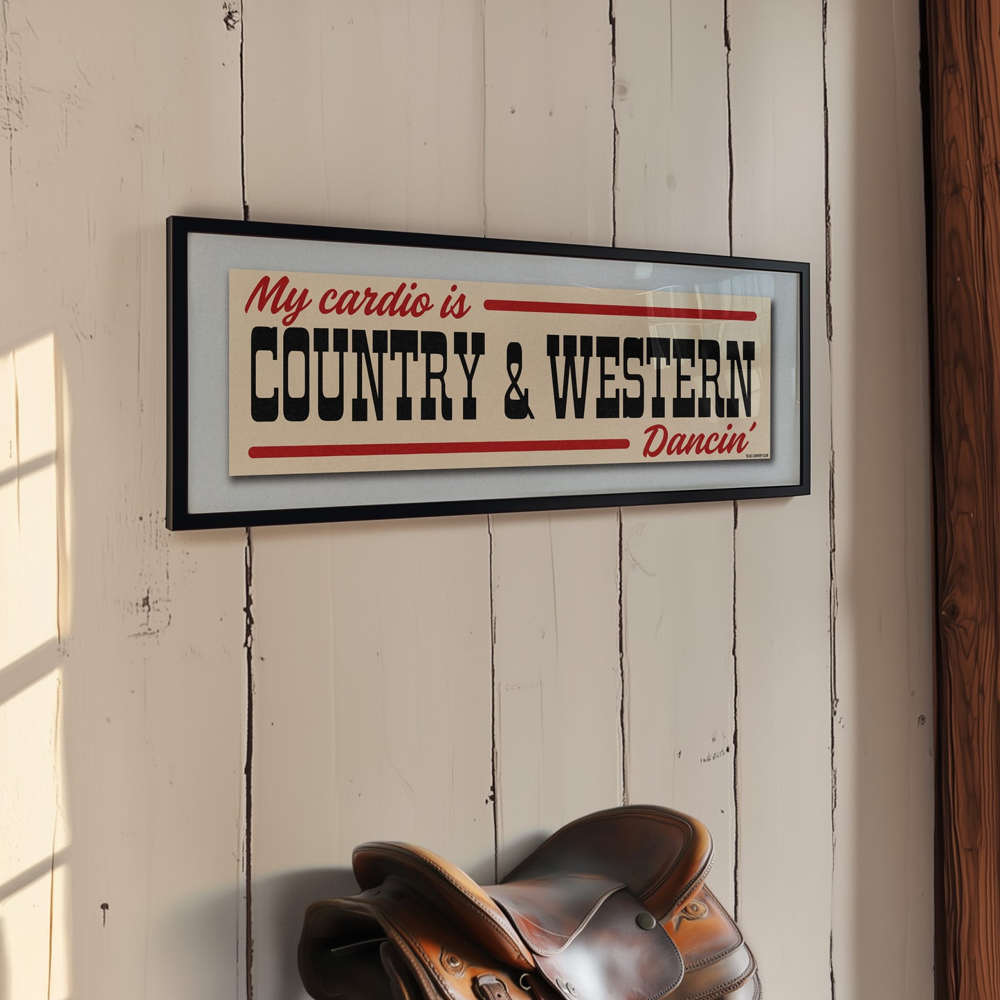 Framed Country & Western Cardio Bumper Sticker Art Print - Tejas Country Club
