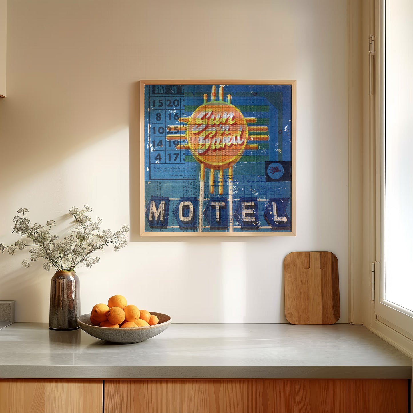 Sun 'n Sand Motel Mixed Media Collage Art Print