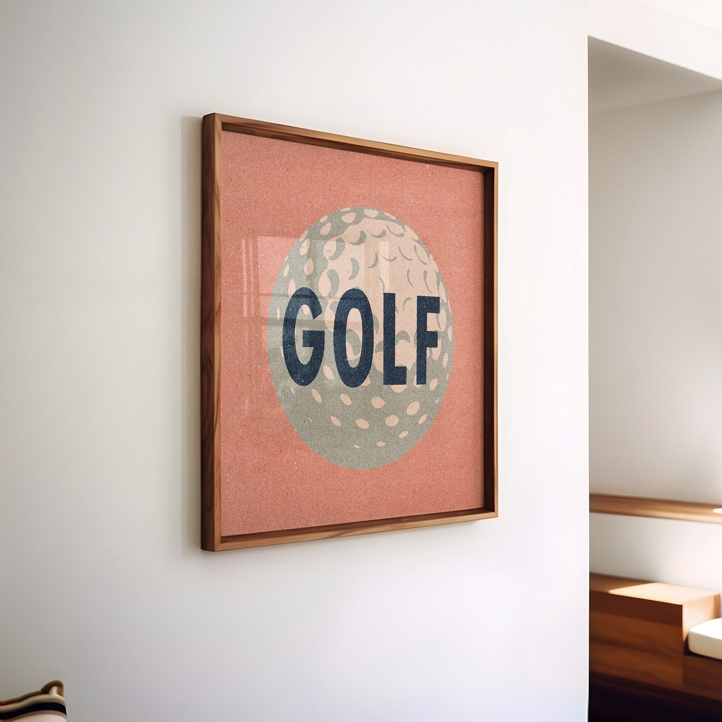 Retro Golf Ball Art Print Salmon Pink