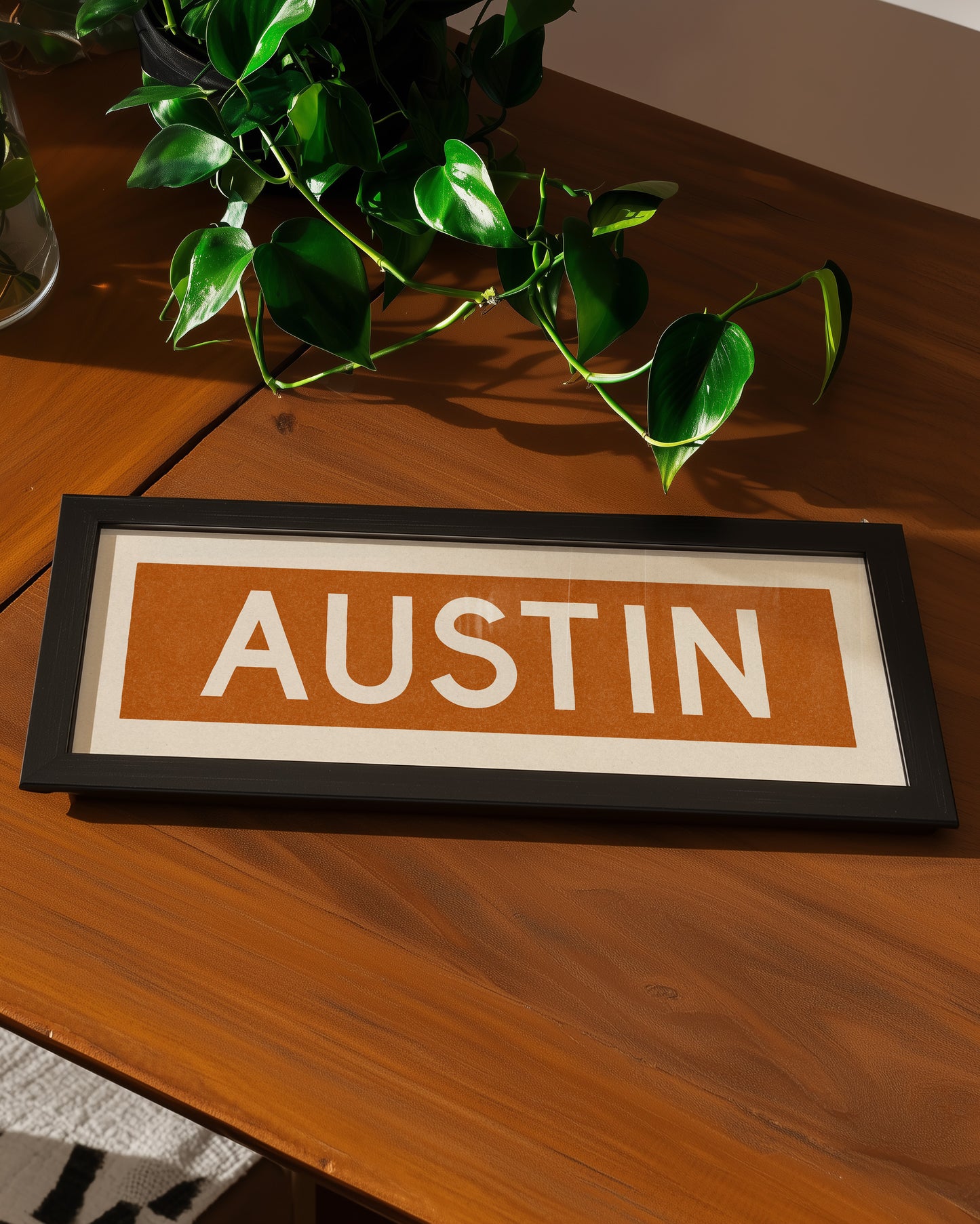 Framed Austin Orange Bus Scroll - Tejas Country Club