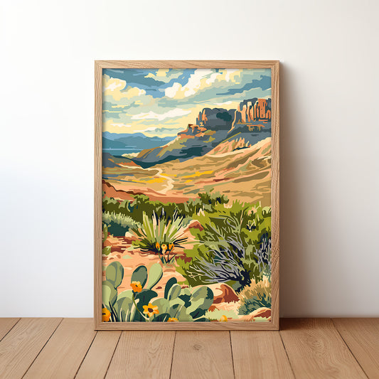 Big Bend Texas Paint By Number Style Print
