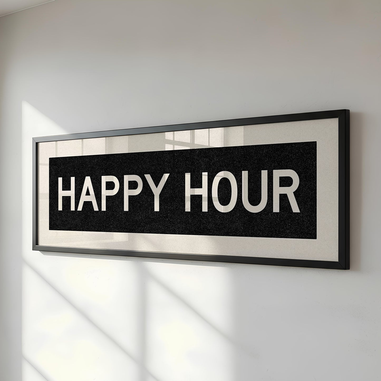 Framed Happy Hour Bus Scroll Sign