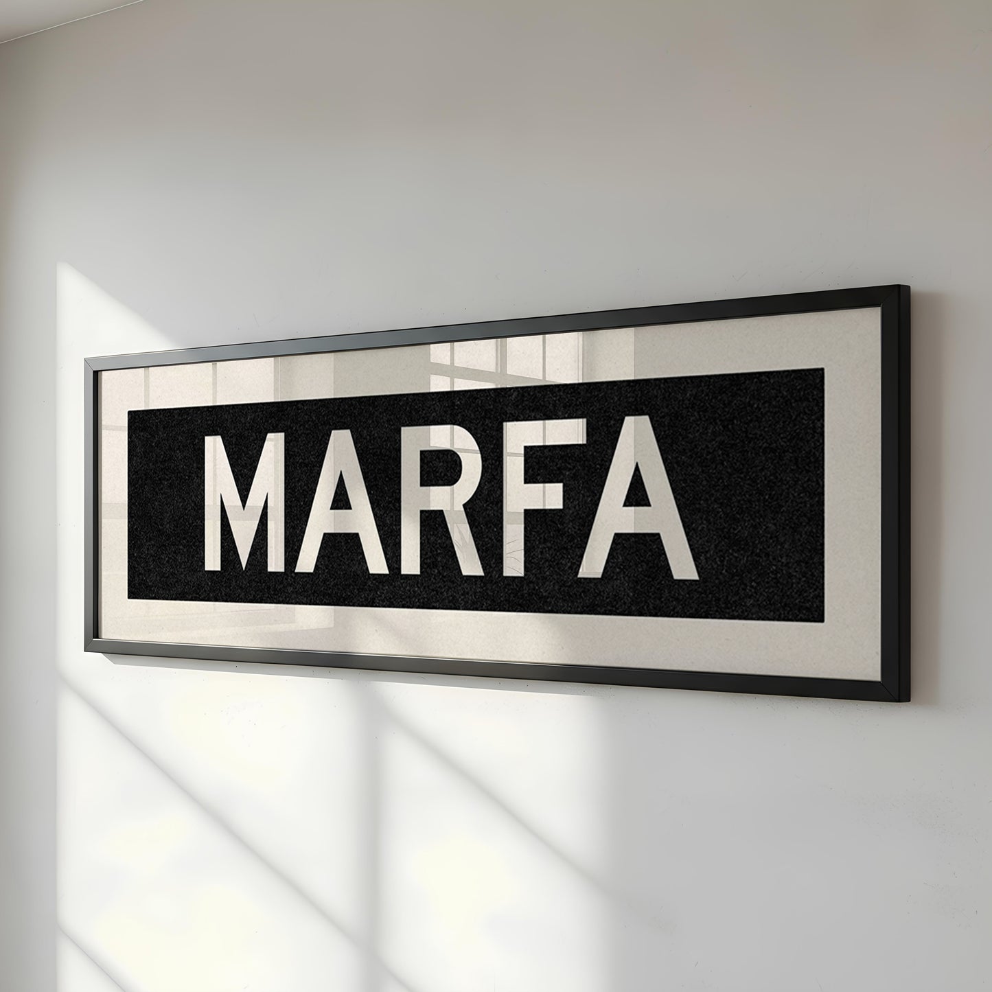 Framed Marfa Bus Scroll Sign