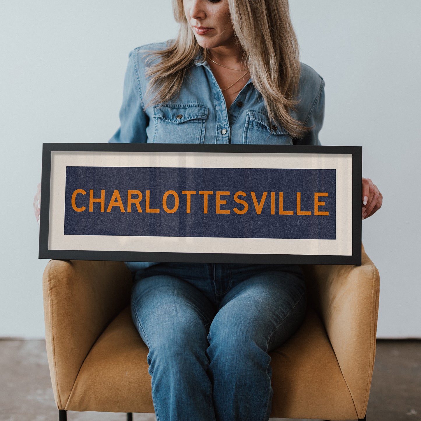 Framed Charlottesville Blue Bus Scroll - Tejas Country Club