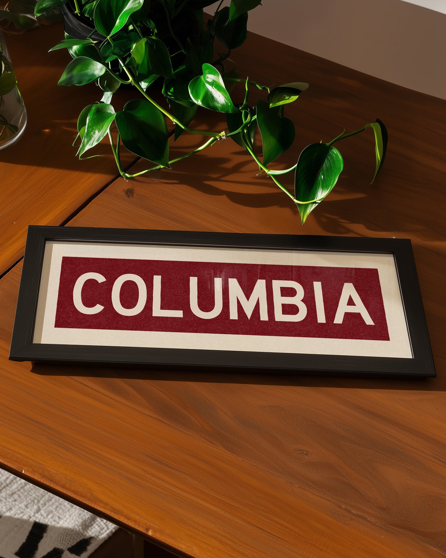Framed Columbia Scarlet Bus Scroll