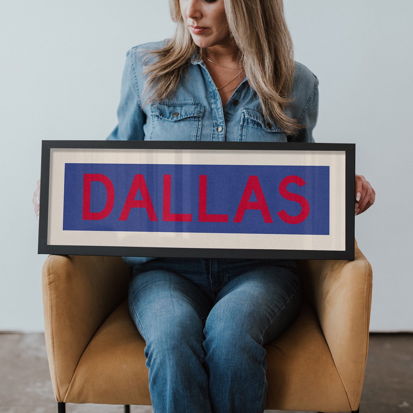 Framed Dallas Blue and Red Bus Scroll - Tejas Country Club