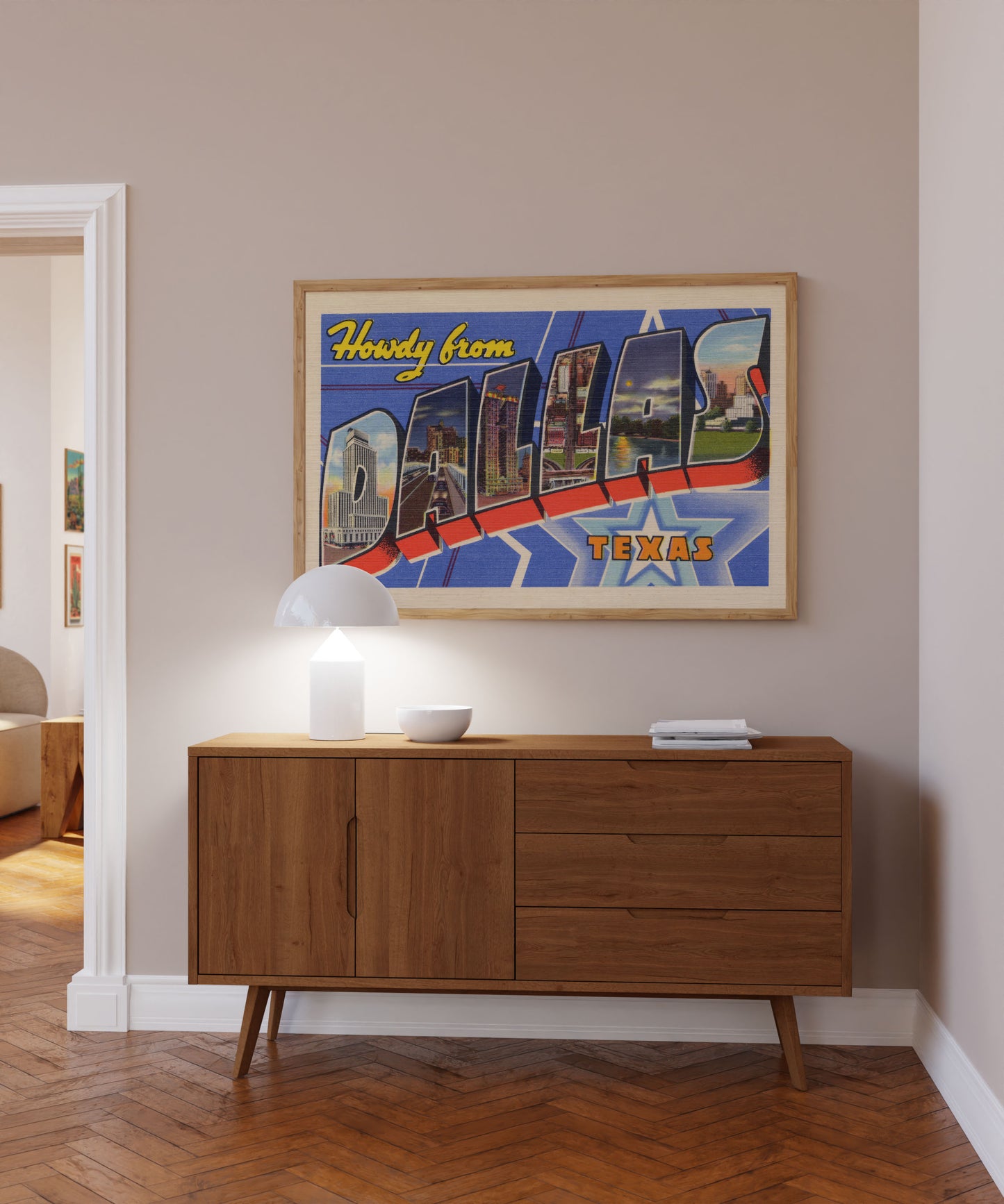 Howdy From Dallas Vintage Postcard Print