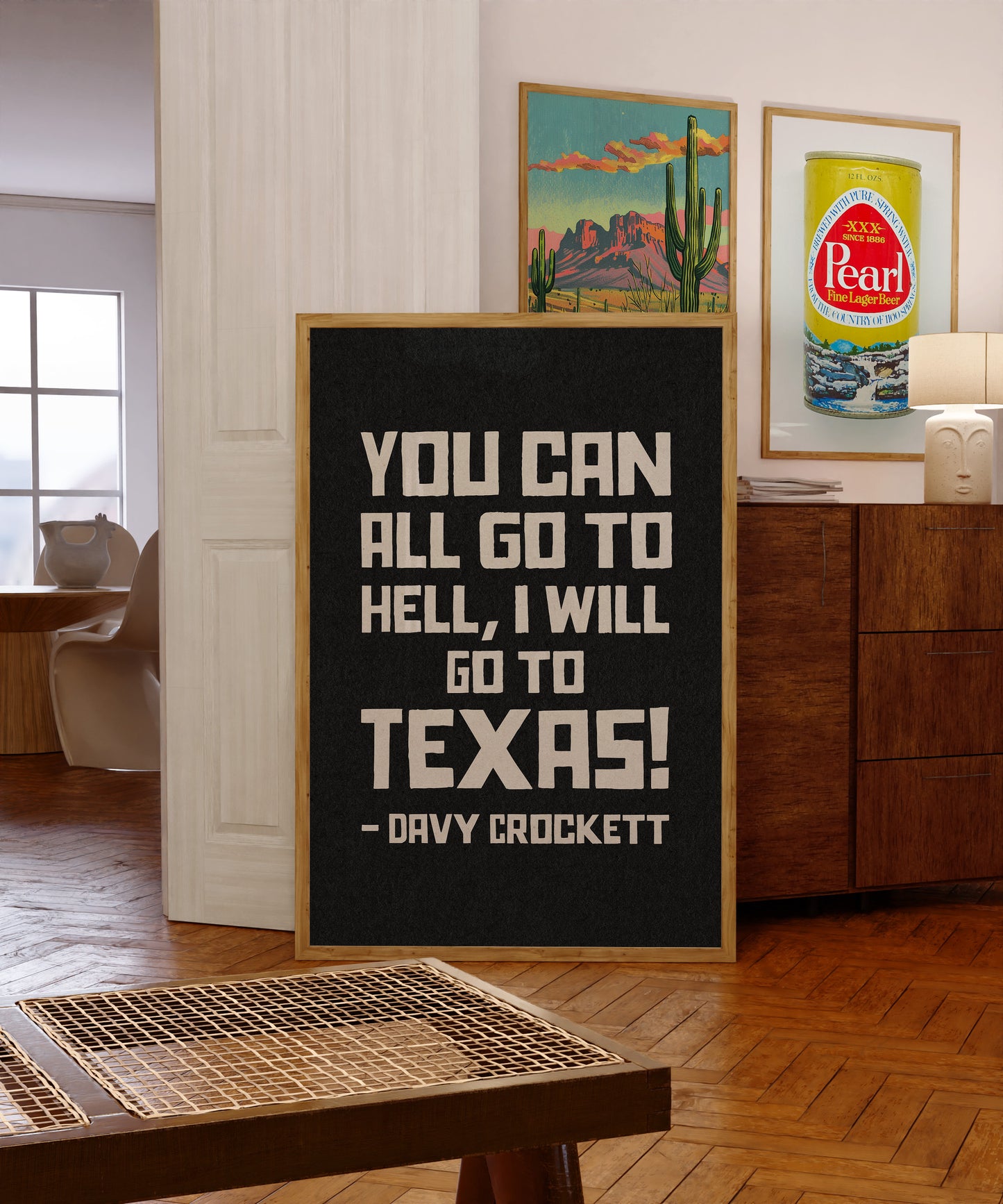 Going To Texas - Davy Crockett Quote Black Art Print - Tejas Country Club