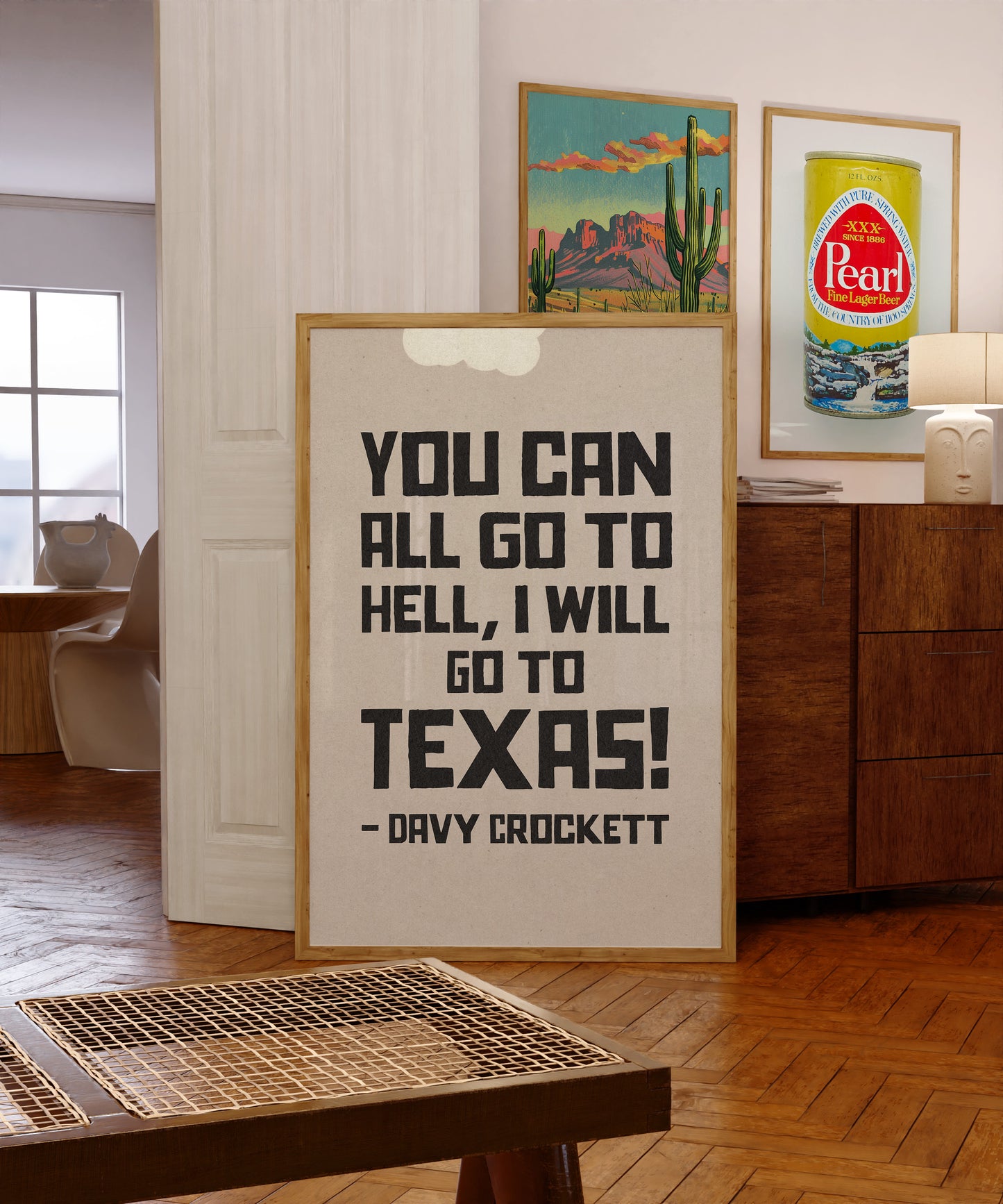 Going To Texas - Davy Crockett Quote White Art Print